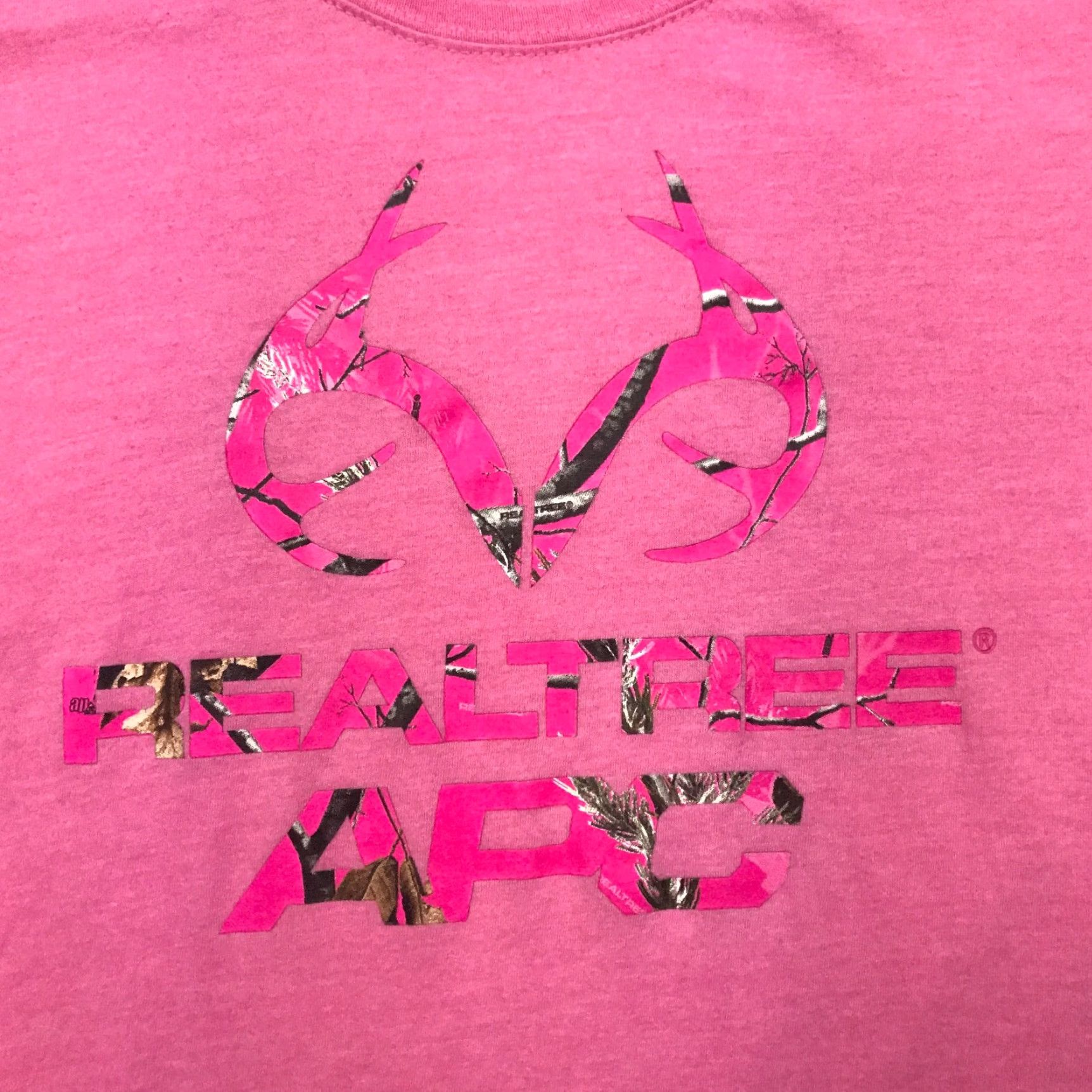 Realtree Realtree Womens Shirt Short Sleeve Pink APC Spellout Logo Small Round Neck T-Shirt Casual Basic Size S / US 4 / IT 40 - 2 Thumbnail