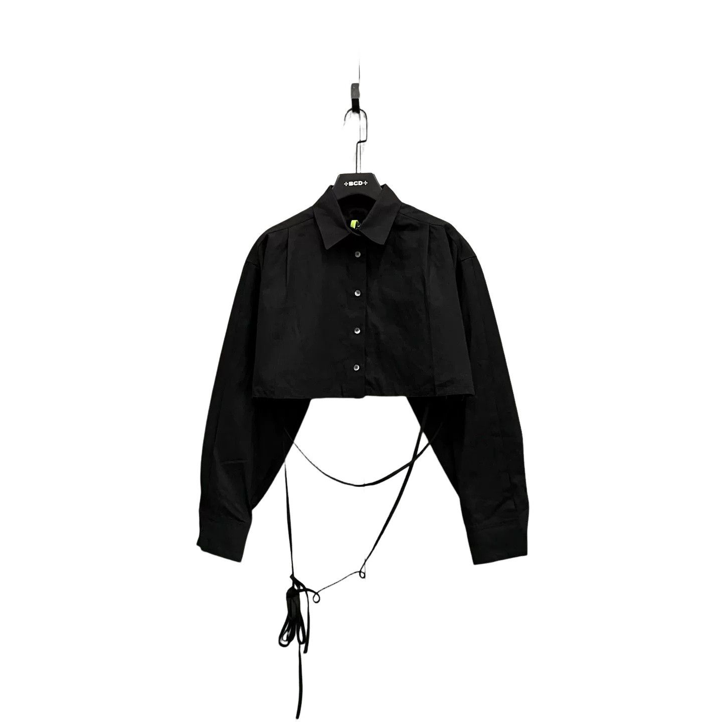 WE11DONE WE11DONE Black Linen Blend Cropped Tie Shirt L Size US L / EU 52-54 / 3 - 1 Thumbnail