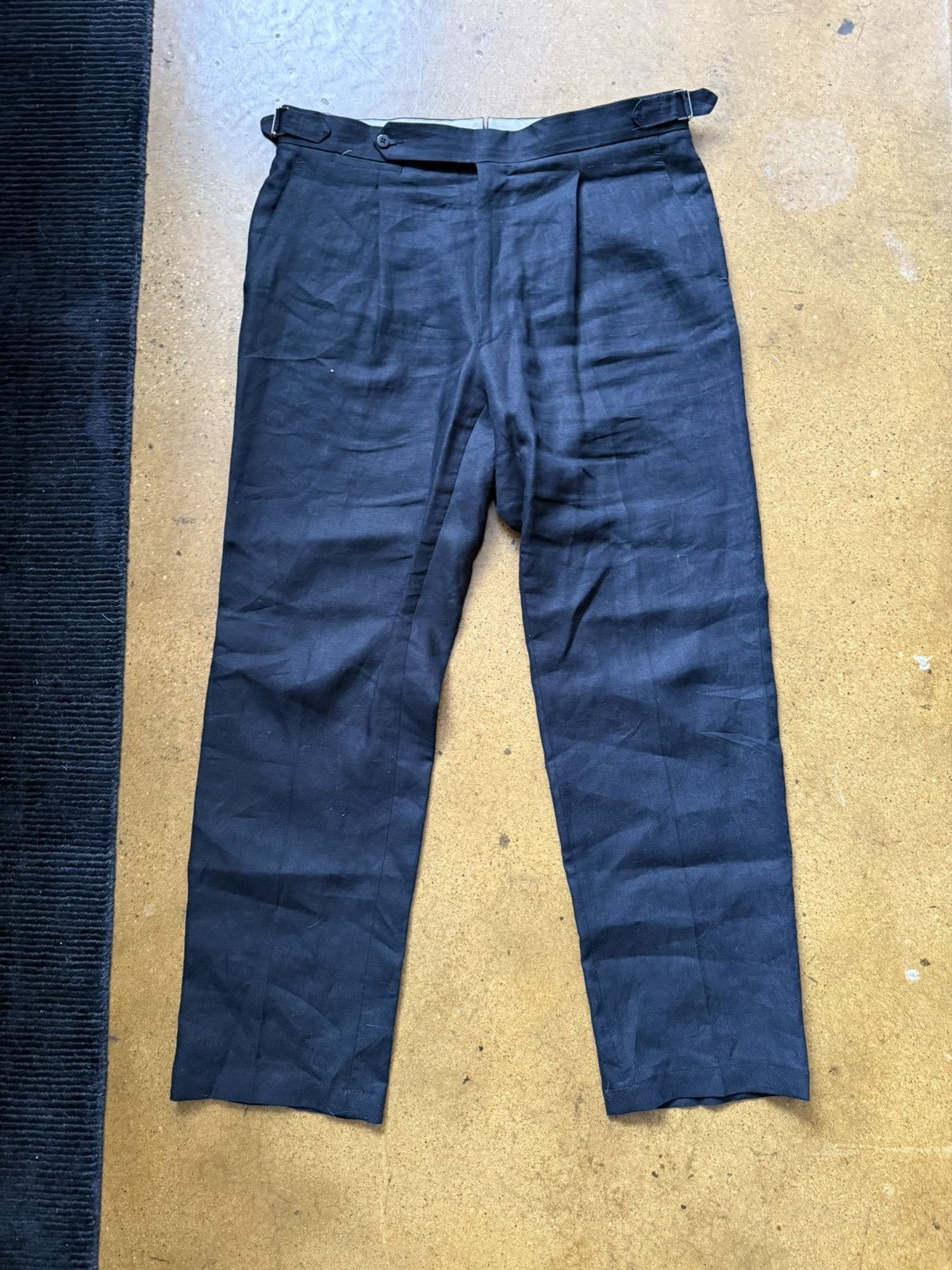 Stoffa Stoffa Black Linen Single Pleat Pants Size US 32 / EU 48 - 1 Thumbnail