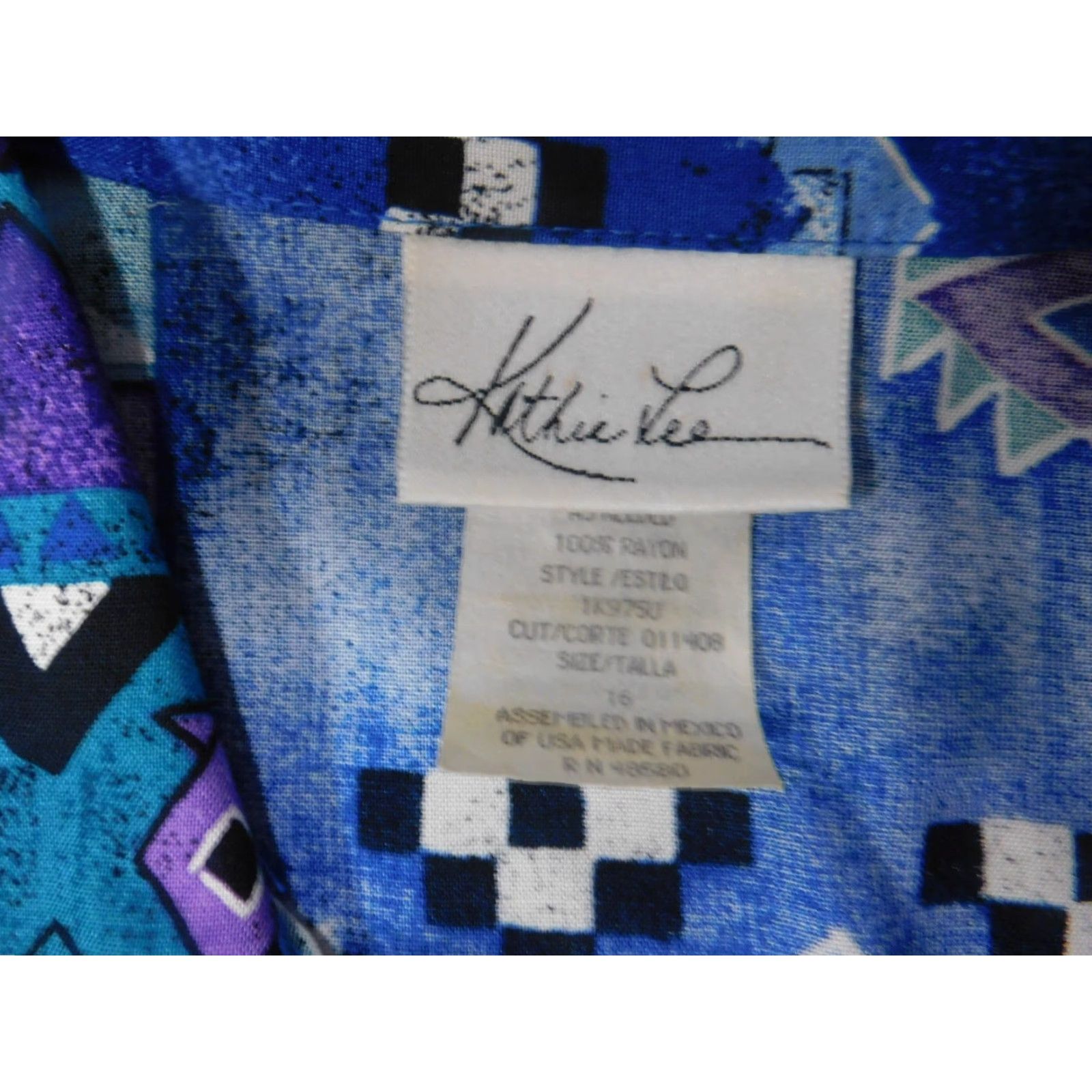 Lee Kathie Lee Womens Blouse 16 Blue Button Doen Size XXL / US 16-18 / IT 52-54 - 5 Thumbnail