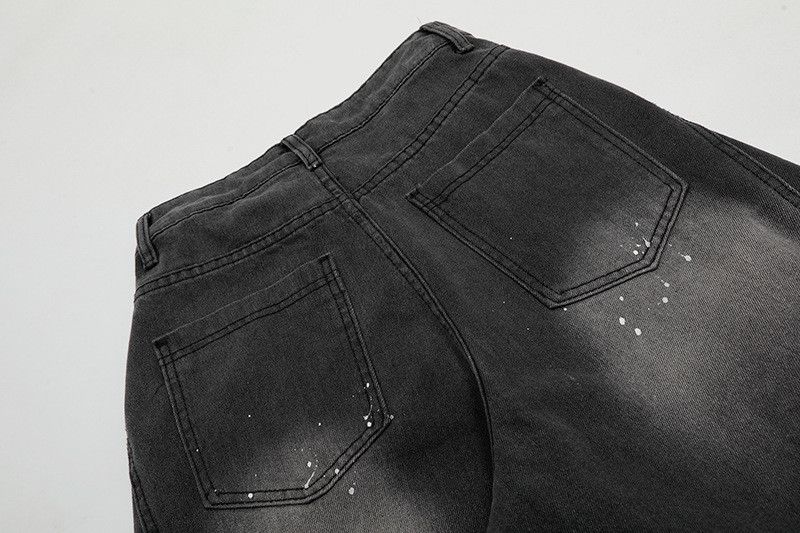 Vintage American street washed distressed splatter ink curved jeans Size US 32 / EU 48 - 5 Thumbnail