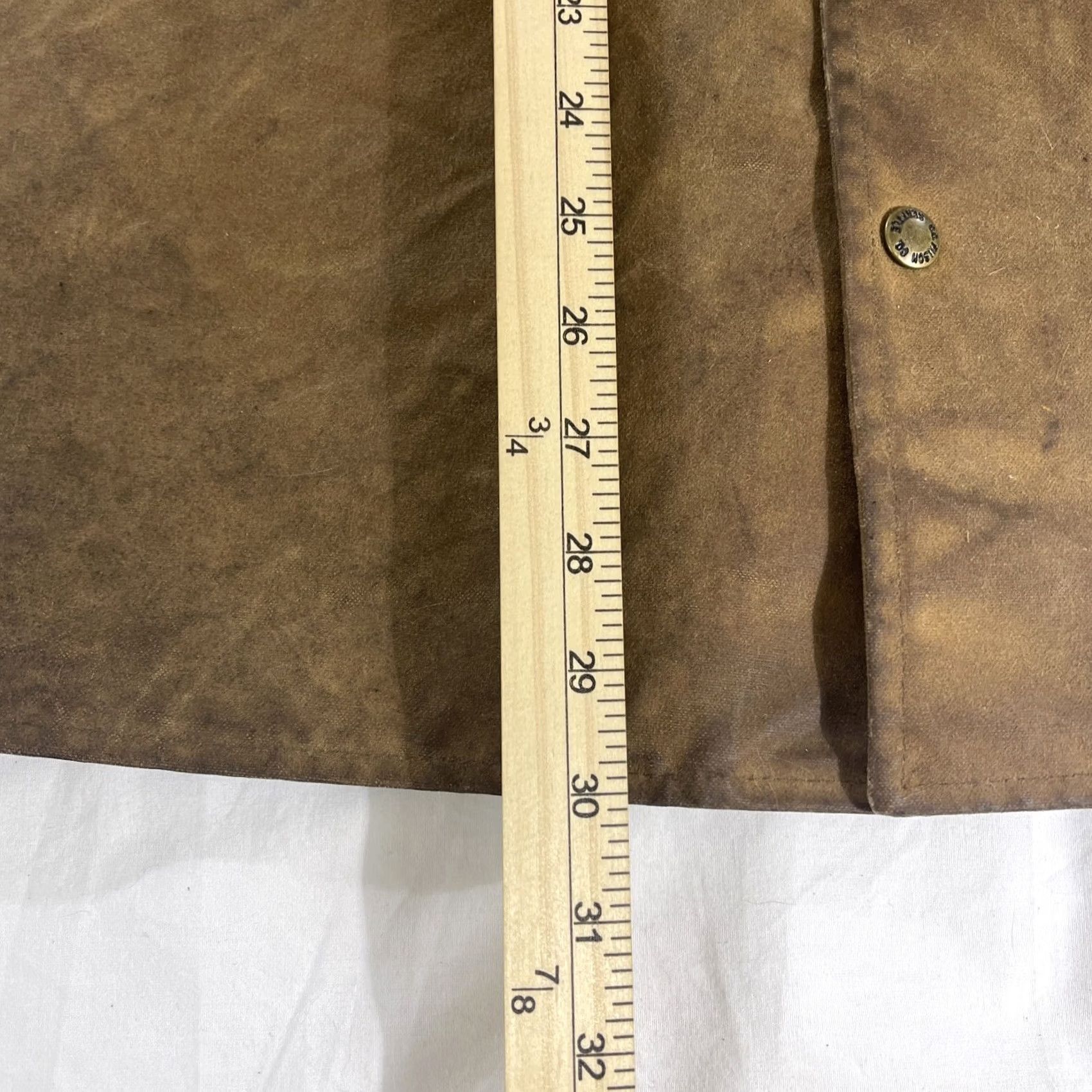 Filson VINTAGE Filson 63 Men's XL Waxed Jacket Double Tin Cloth Logger Cruiser Worn Beige Tin Jacket Field Jacket Mens XL Beige 1963 Decade Outdoor Size US XL / EU 56 / 4 - 4 Thumbnail