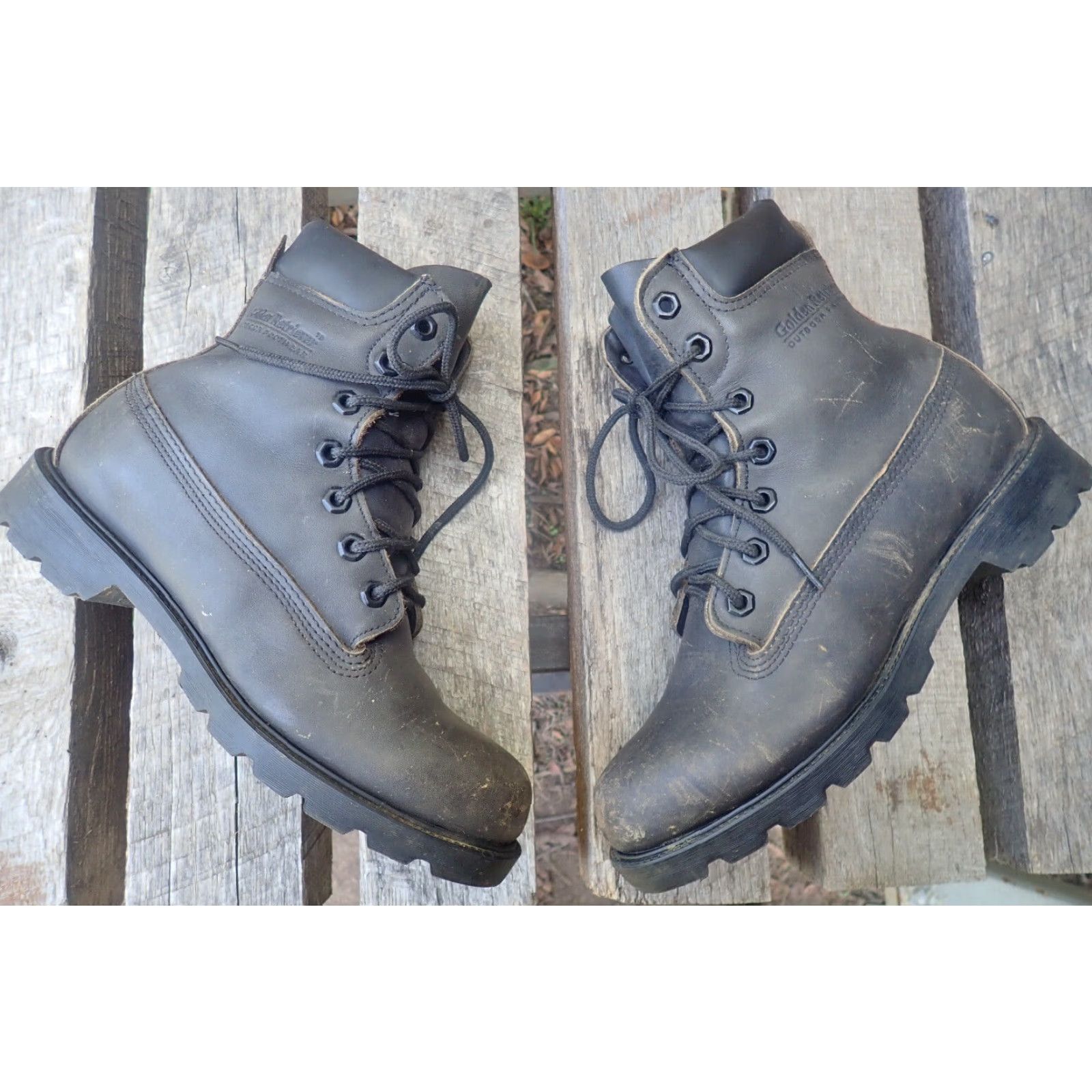 Vintage Golden Retriever Vintage Leather Plain Toe Work Boots Size 7.5 M Made in USA Size US 8 / IT 38 - 4 Thumbnail