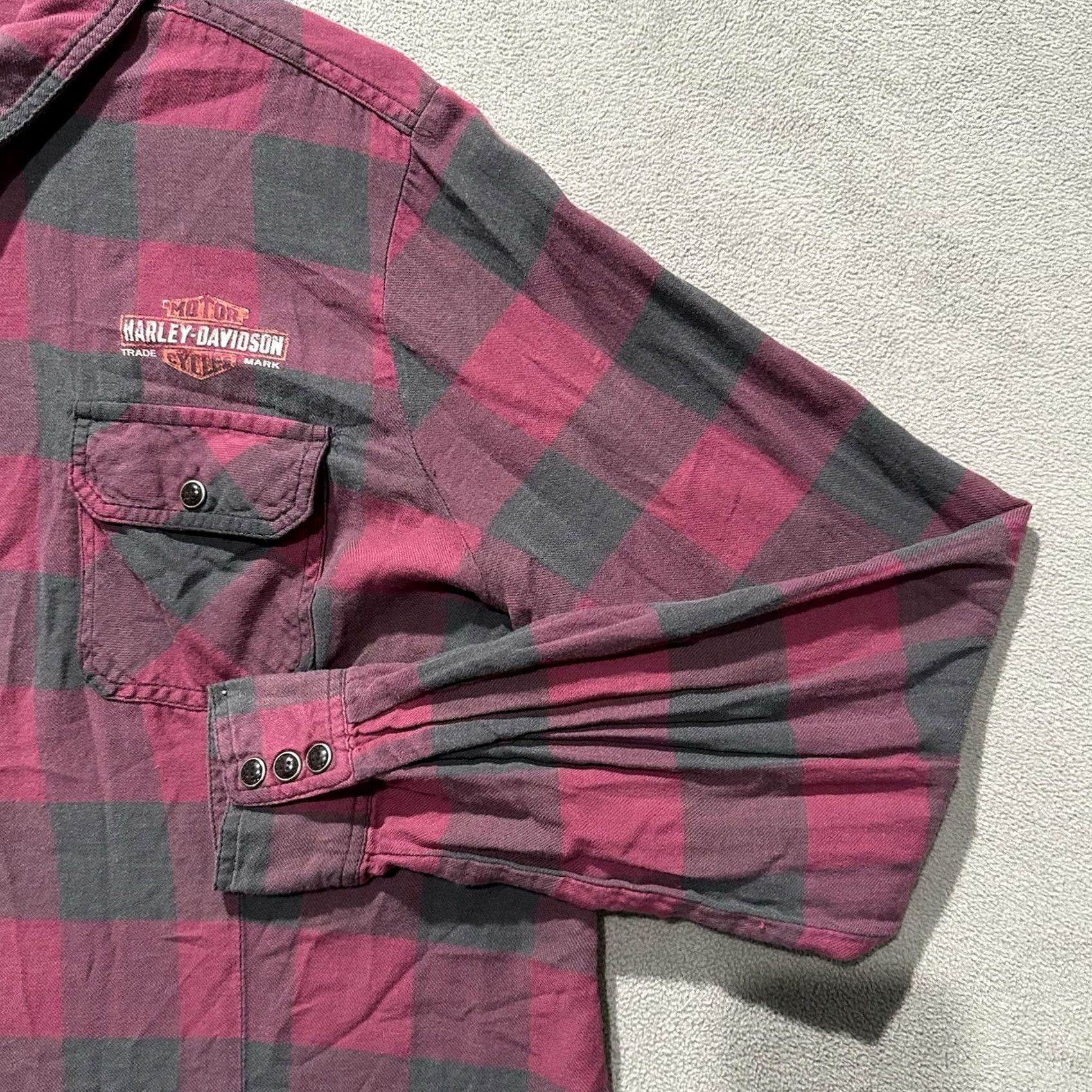 Harley Davidson Harley-Davidson Shirt Womens 1W Burgundy Plaid Snap Up Button Up Moto EUC Motorcycle Size XL / US 12-14 / IT 48-50 - 5 Thumbnail