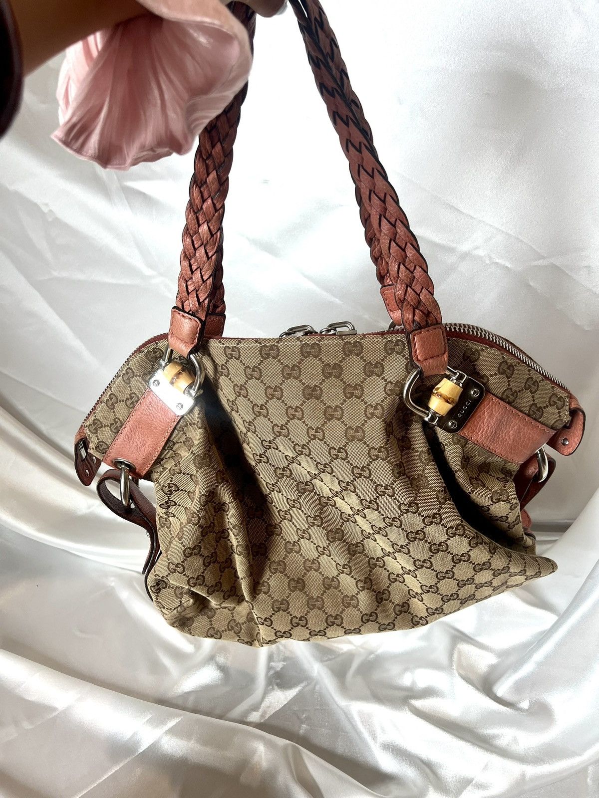 Gucci GUCCI GG Canvas & Leather Bamboo Bar Shoulder Bag Size ONE SIZE - 5 Thumbnail