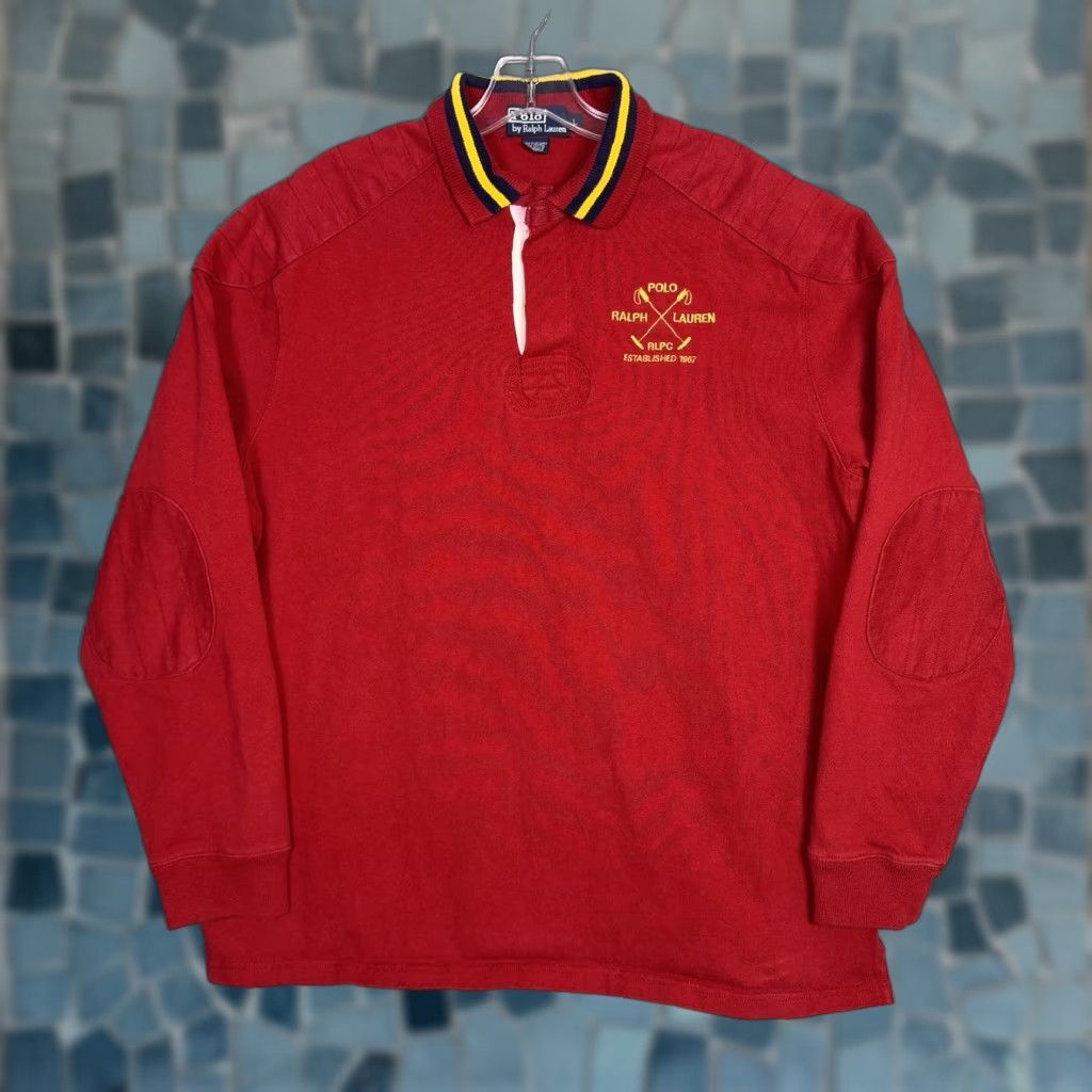 Polo Ralph Lauren VINTAGE Polo Ralph Lauren Sweater Mens L Knit Polo Shirt RLPC Elbow Patch 1967 Red Cotton Knit Logo Pullover 80s 90s Classic Preppy Mens Size US L / EU 52-54 / 3 - 1 Thumbnail