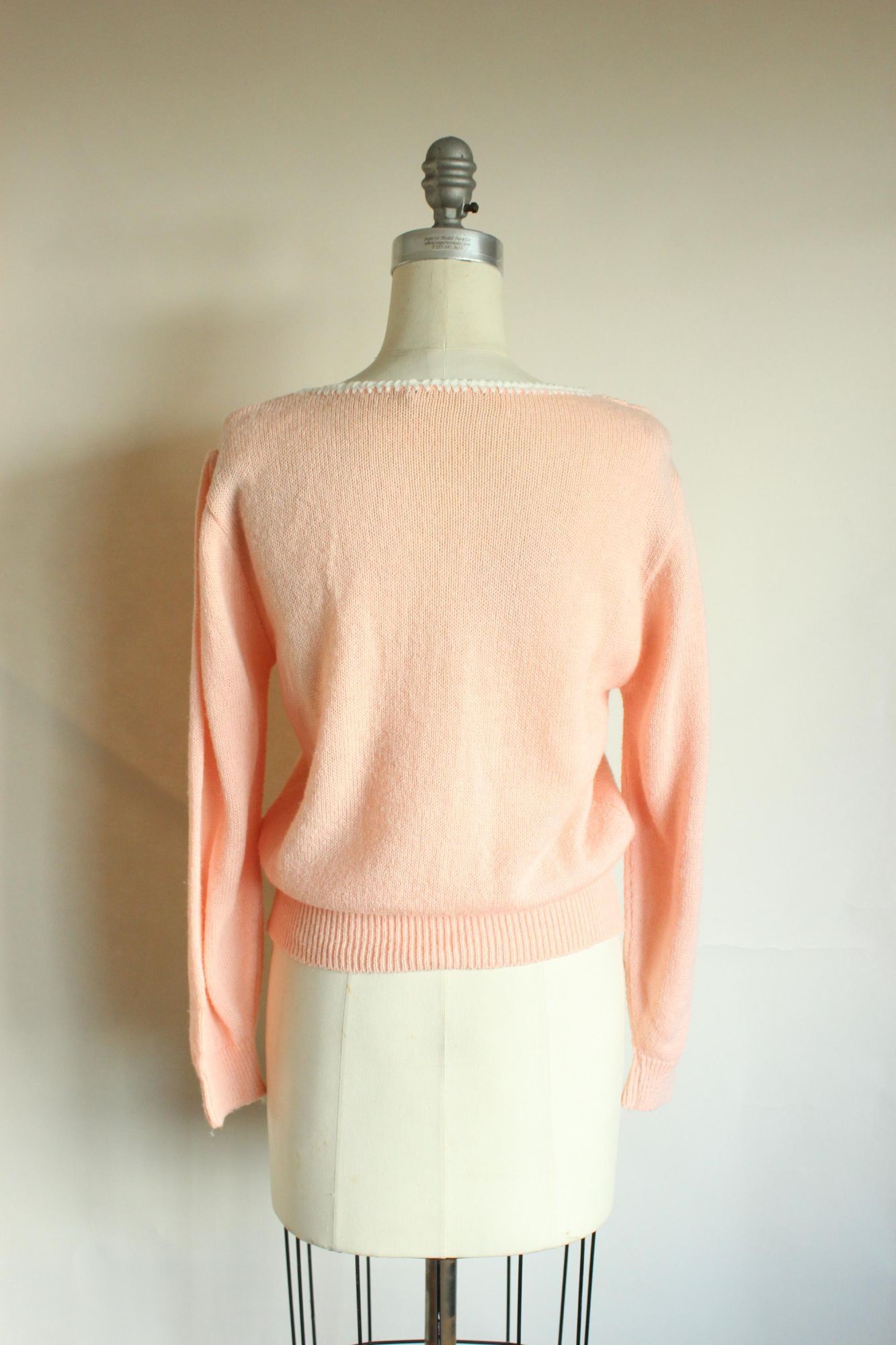 Vintage Vintage 1980s Sweater, Rt Mind Pink Pointelle Knit Pullover, Size M / US 6-8 / IT 42-44 - 9 Thumbnail