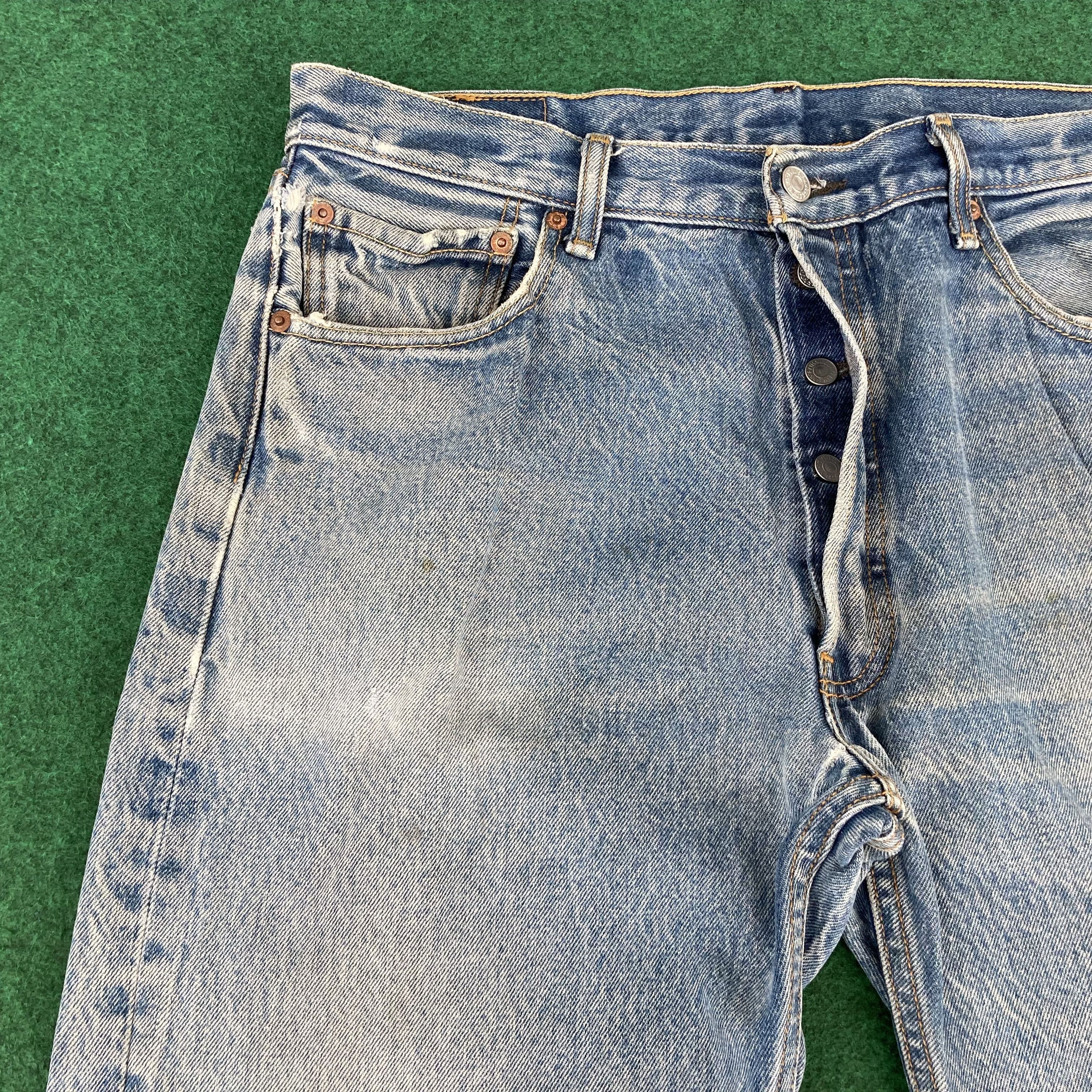 Levi's × Vintage Vtg Levis 501 Distressed Ripped Sz 34 Denim Jeans Size US 34 / EU 50 - 4 Thumbnail