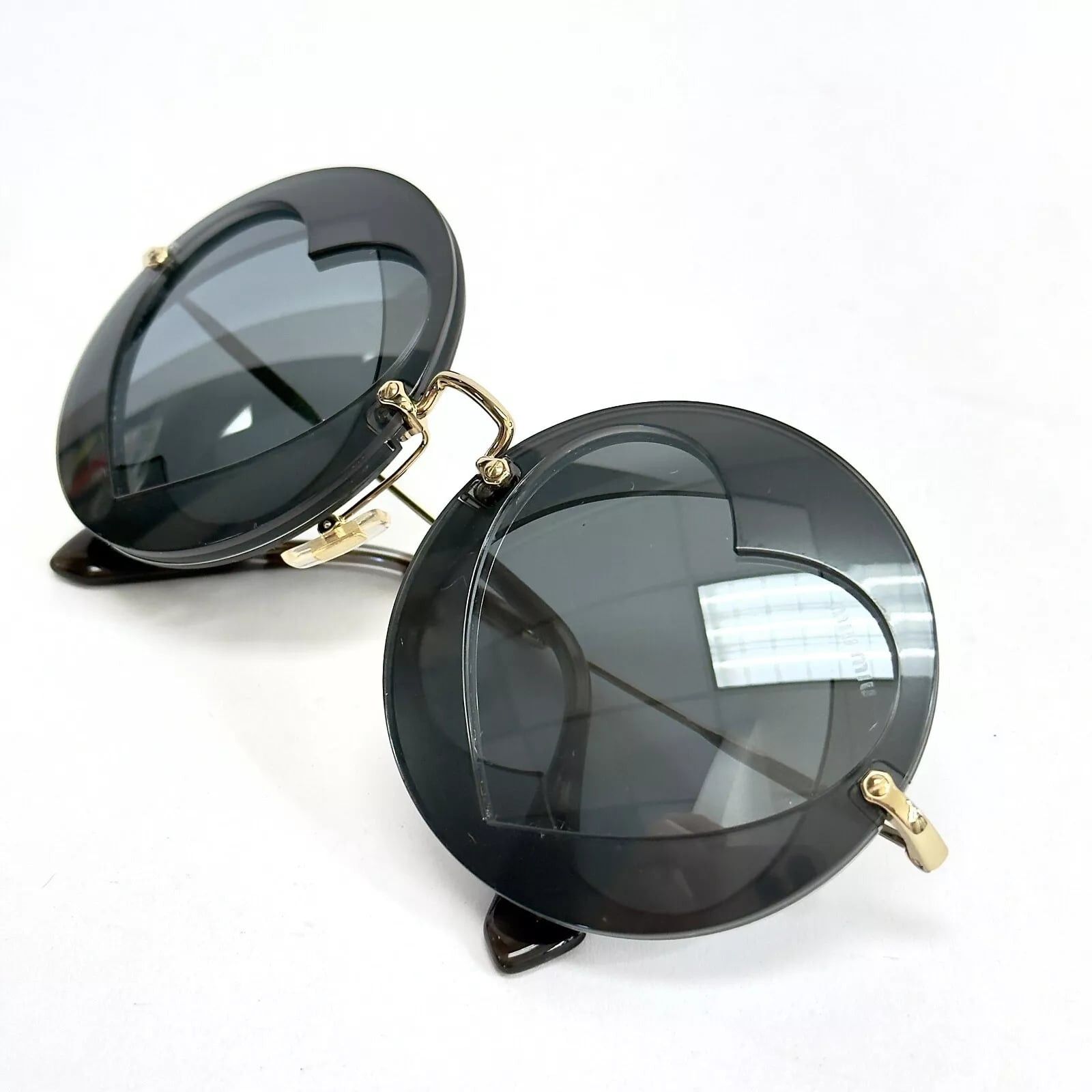 Miu Miu MIU MIU 01S Overlapping Game Gold Black Mirror Round Mu01SS Size ONE SIZE - 3 Thumbnail