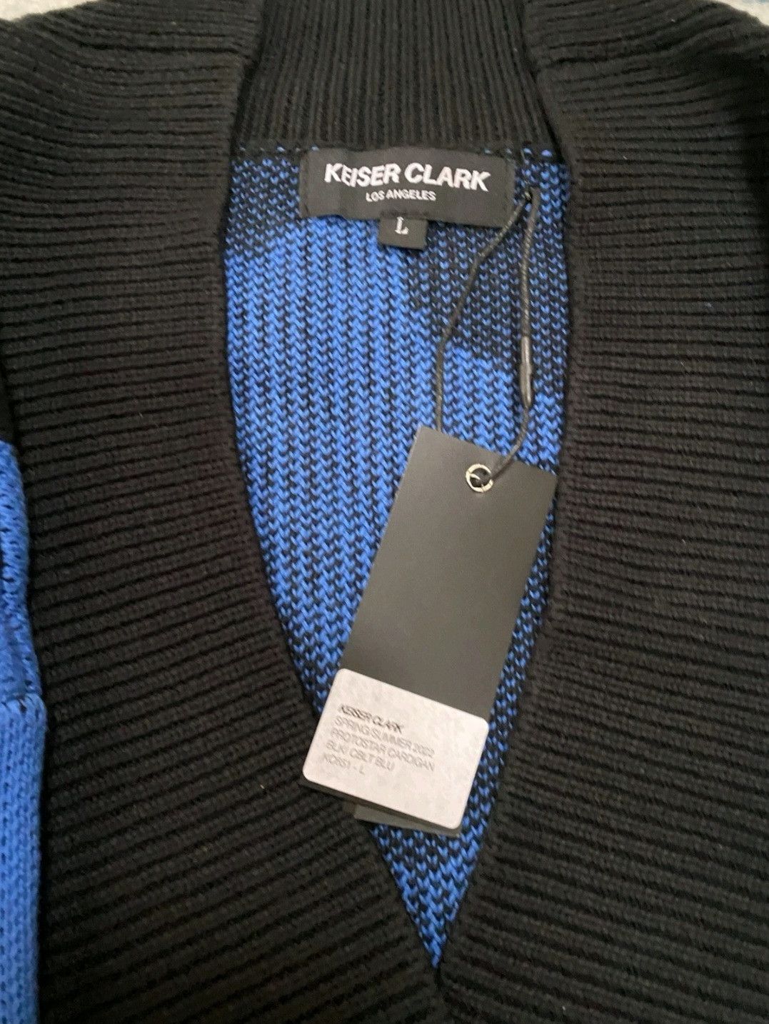 Keiser Clark Keiser Clark Chevron Check Knit Cardigan Black Cobalt Blue Size US L / EU 52-54 / 3 - 4 Thumbnail