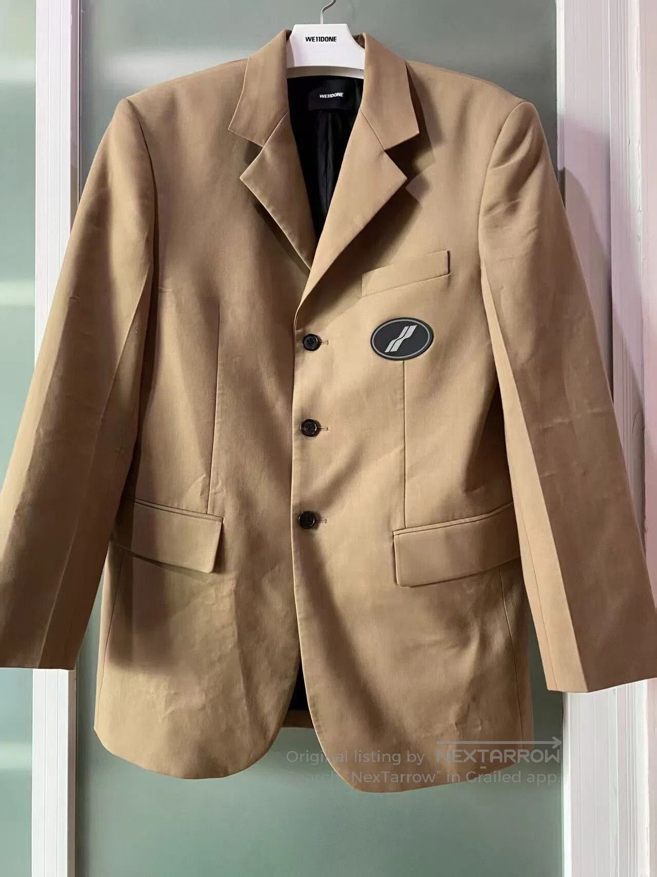 WE11DONE we11done logo jacket coat in beige. Size US S / EU 44-46 / 1 - 1 Thumbnail