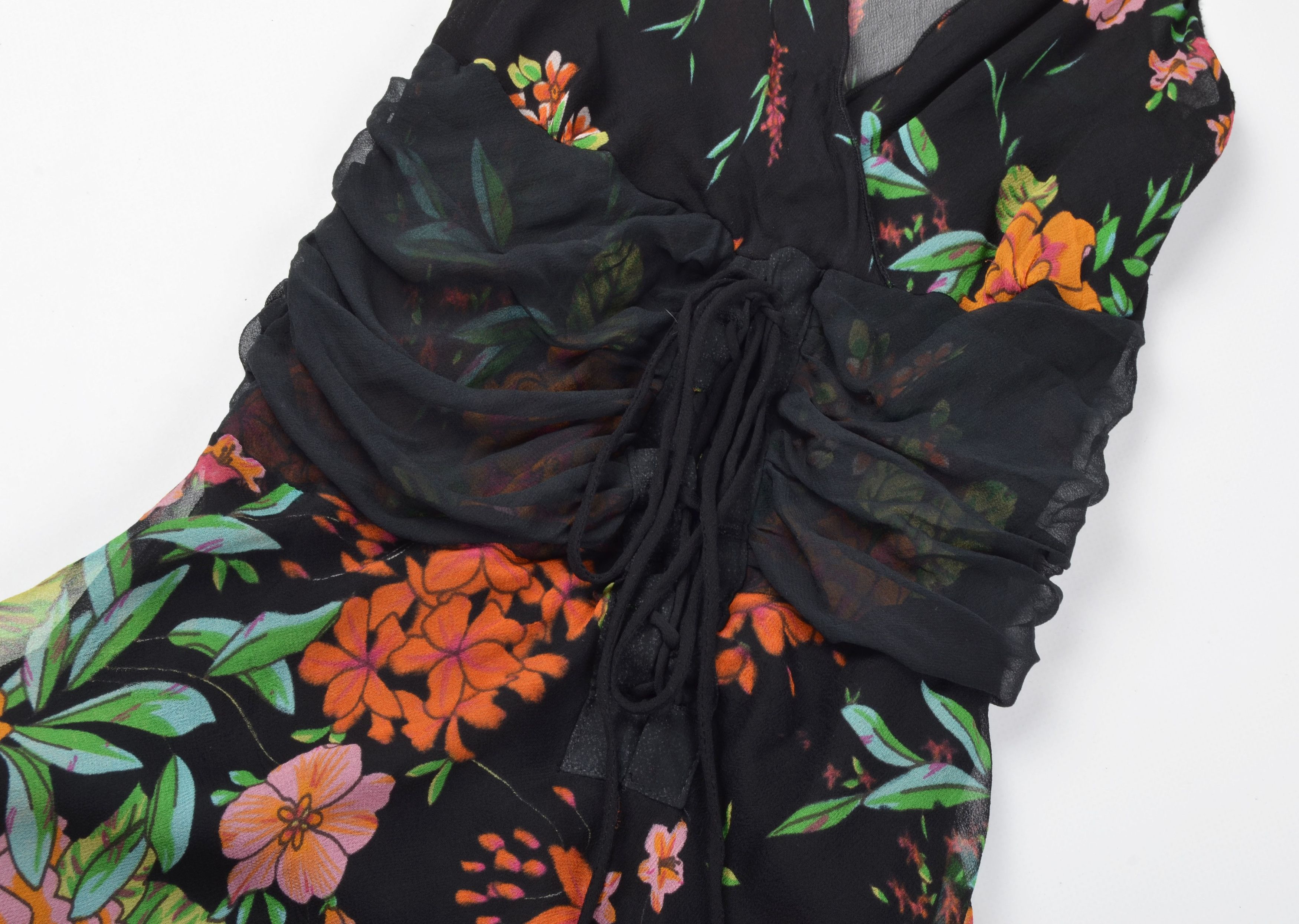 Other Bibiq Y2K 2000s Floral Mesh Fairy Cottage Silk Dress Size S / US 4 / IT 40 - 6 Thumbnail
