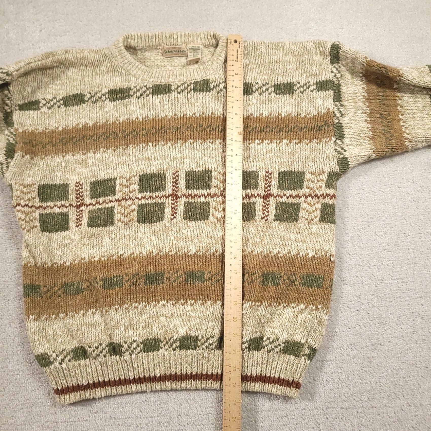 Vintage VINTAGE St Johns Bay Chunky Knit Long Sleeve Sweater Mens XLT Linen Blend Shirt Pullover Beige Geometric Classic Western 90s? Size US XL / EU 56 / 4 - 4 Thumbnail