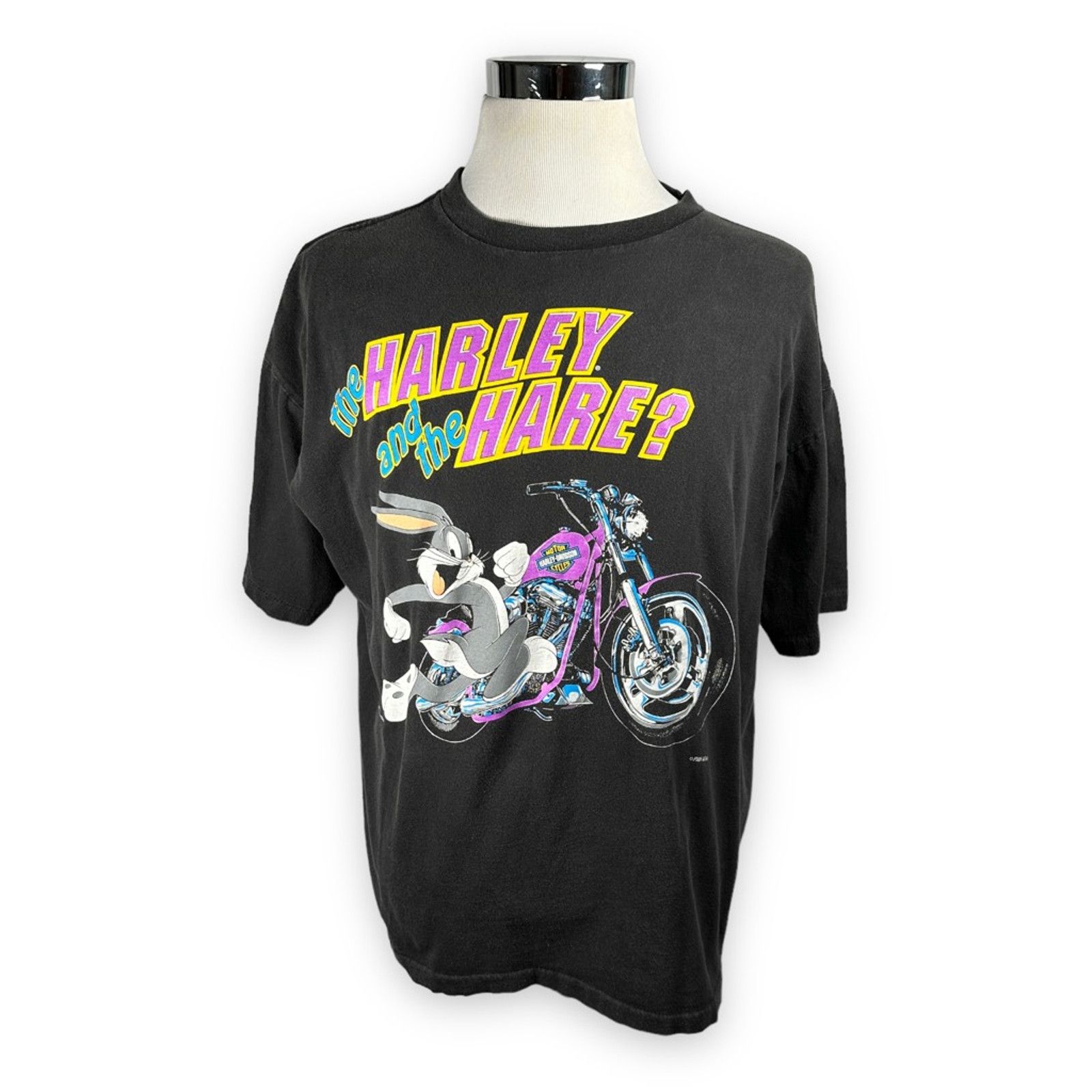 image of Harley Davison Harley Hare Harley Davidson Bugs Bunny T-Shirt Vintage XL in Black, Men's