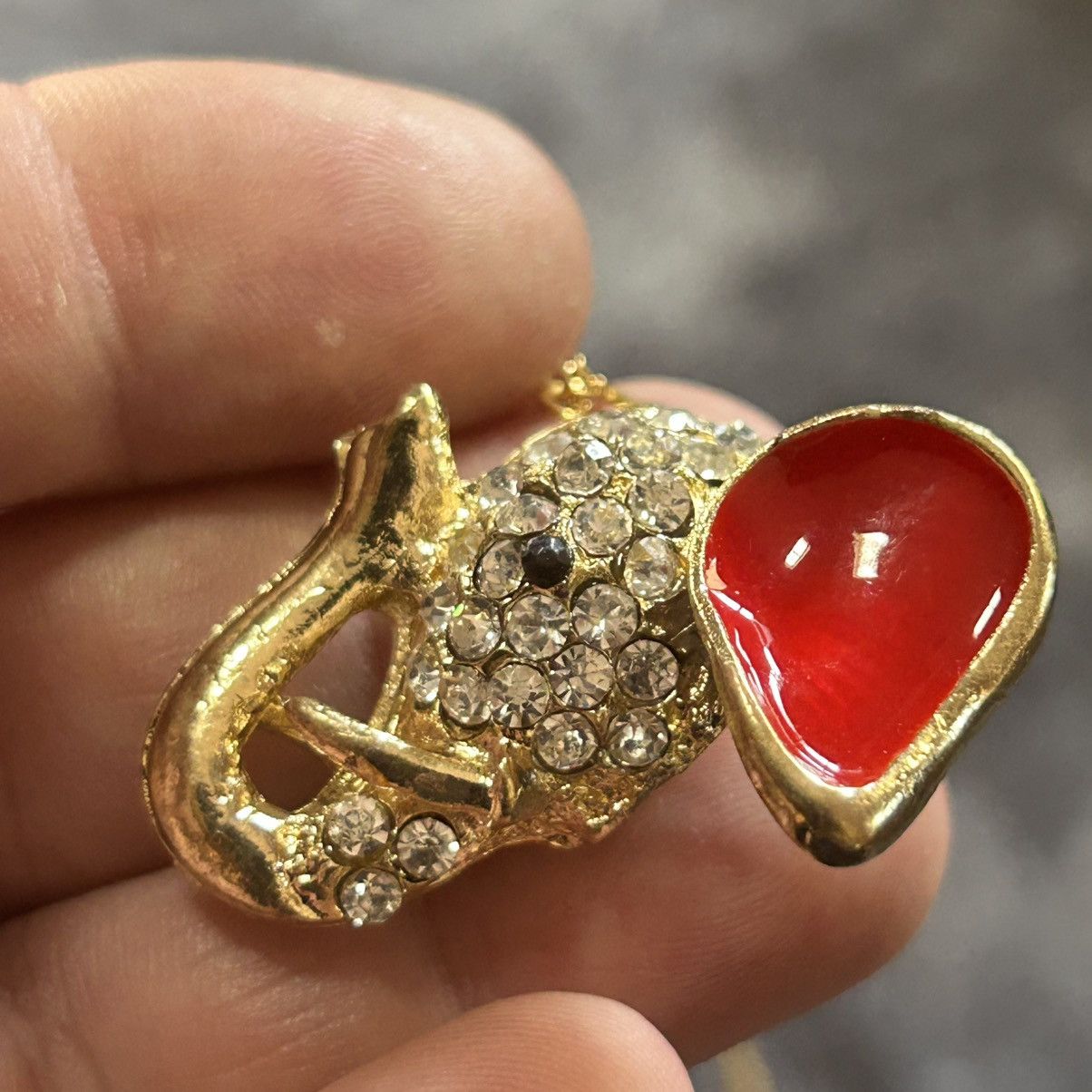 Handmade Handcrafted vintage elephant head pendant on chain necklace Size ONE SIZE - 5 Thumbnail