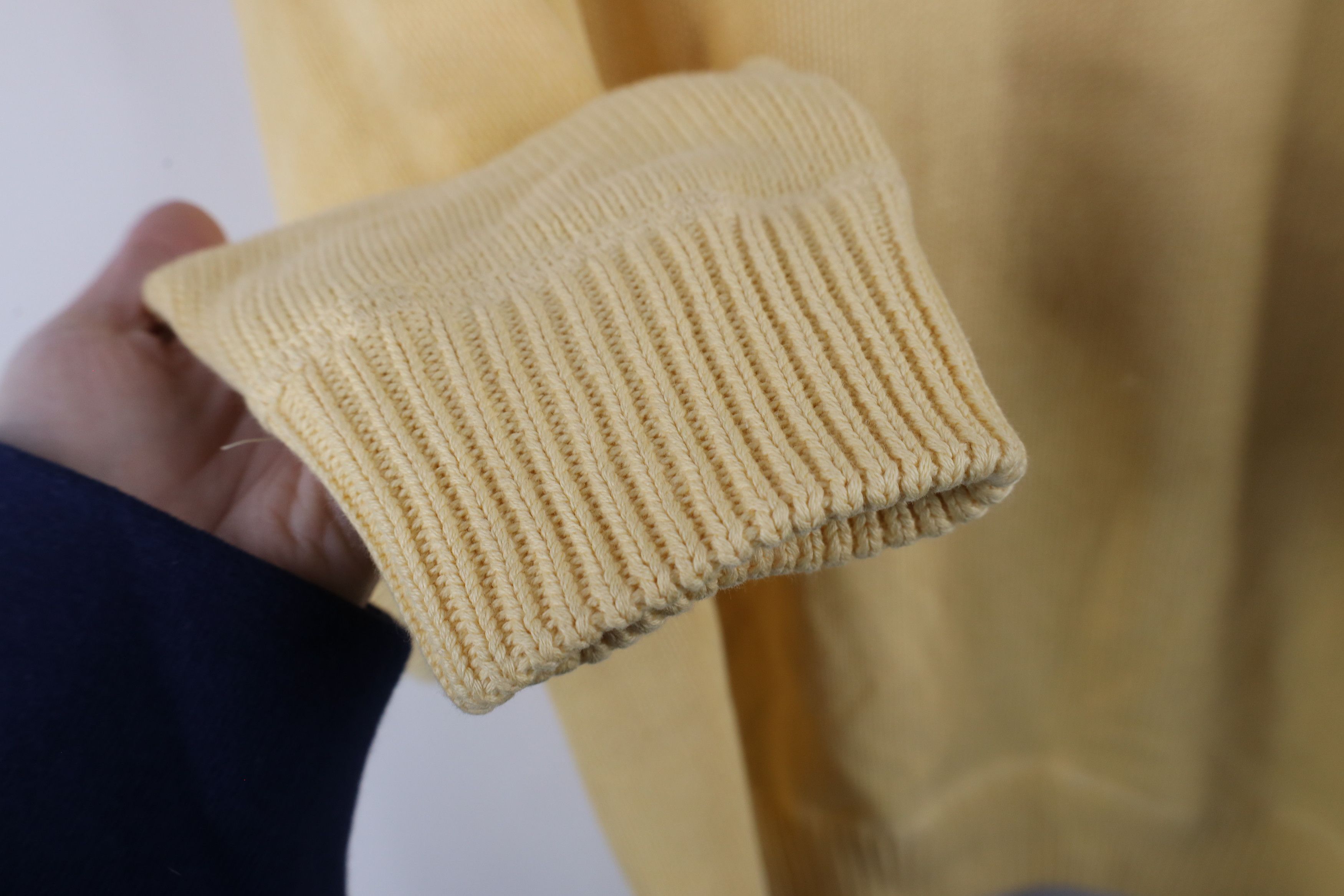 Vintage Vintage 90s Streetwear Blank Cotton Knit Sweater Yellow Size US L / EU 52-54 / 3 - 8 Thumbnail