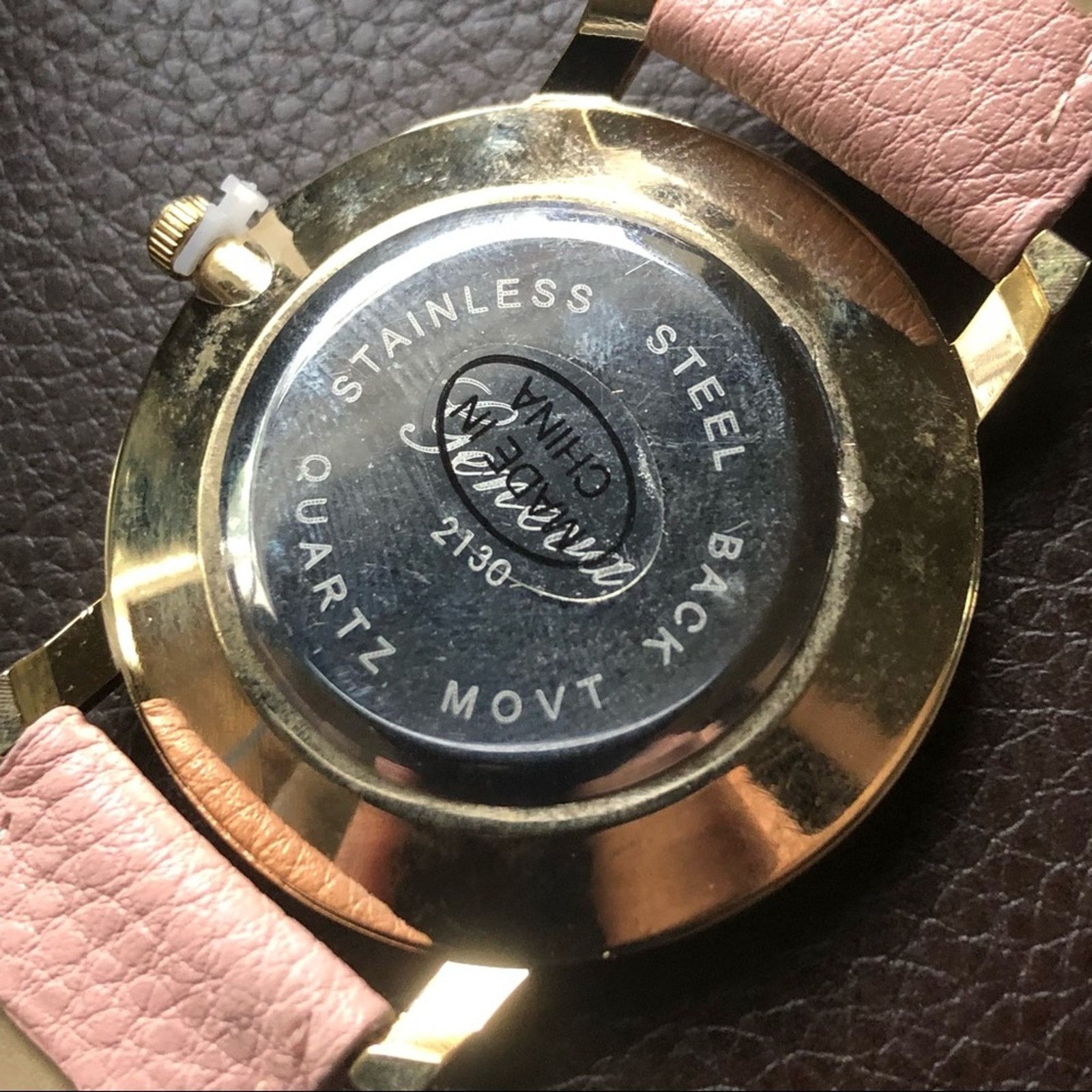Geneva Ladies Geneva blush pink faux leather band watch Size ONE SIZE - 4 Thumbnail