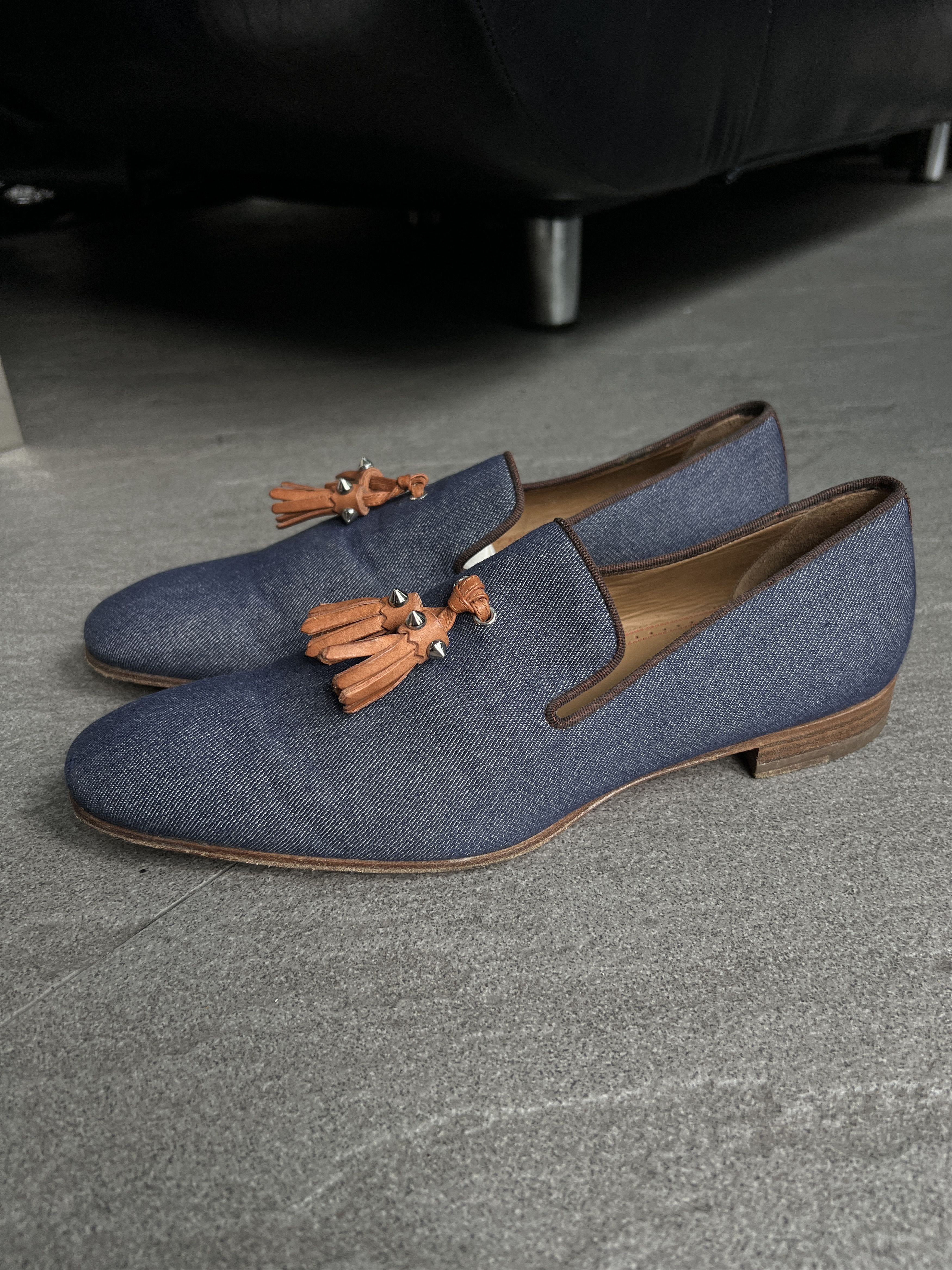 Christian Louboutin Louboutin Denim Tassel Loafers Spiked Blue EU41 Size US 8 / EU 41 - 4 Thumbnail