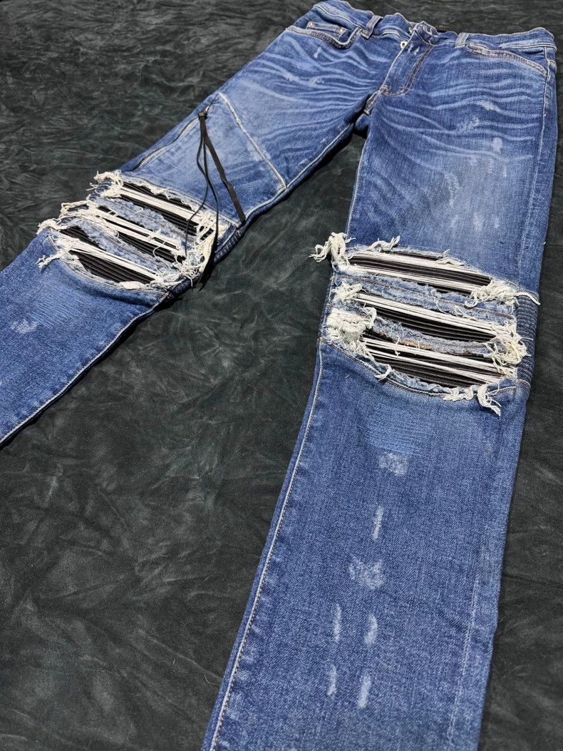 Amiri Amiri Washed mx2 Patched Leather Denim Pants Size US 28 / EU 44 - 5 Thumbnail