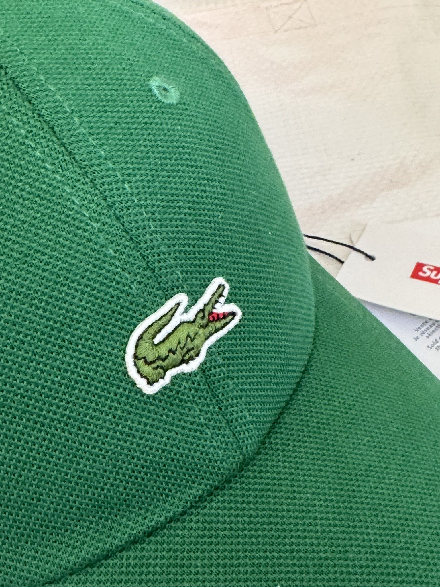 Supreme LACOSTE Pique 6-Panel Green hat cap