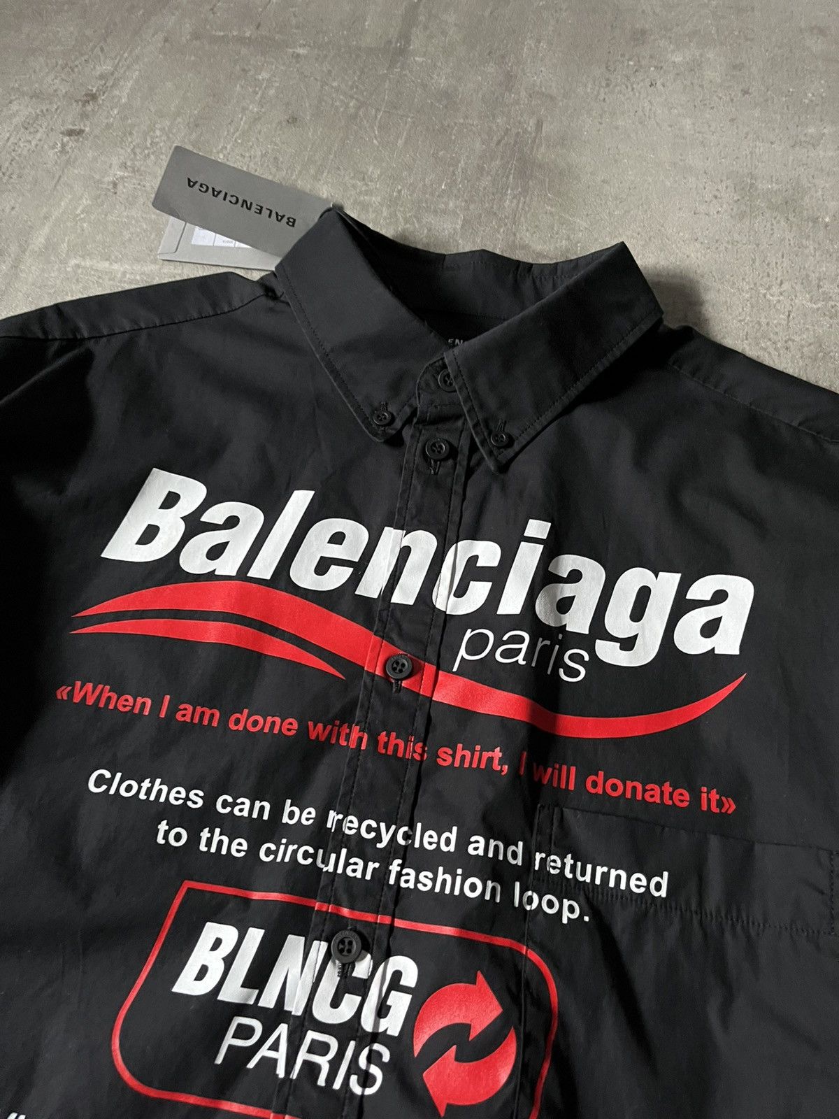Balenciaga Balenciaga Recycling logo print eco FW21 button up shirt Size US M / EU 48-50 / 2 - 2 Thumbnail