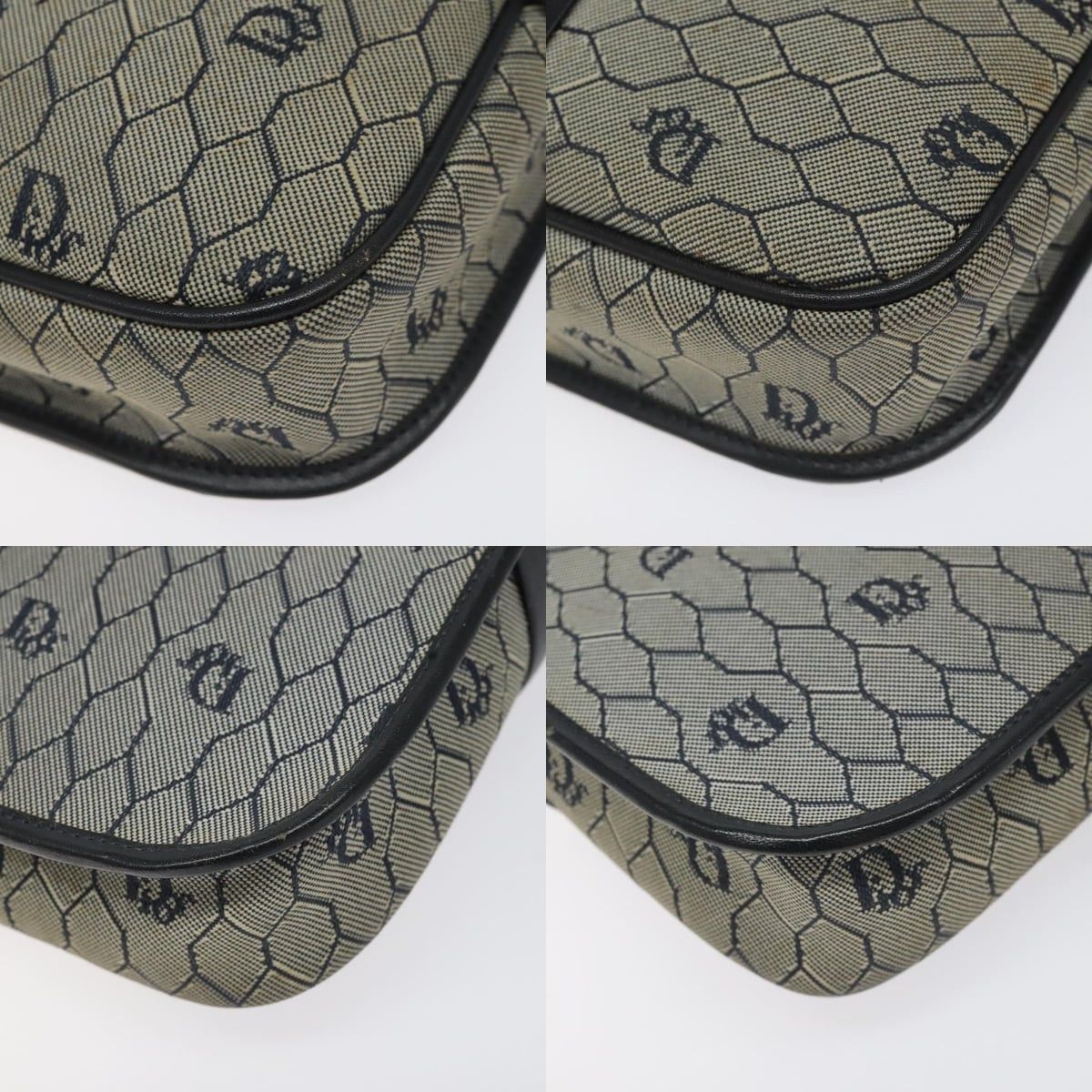 Dior DIOR Honeycomb Canvas Shoulder Bag Gold Navy Size ONE SIZE - 10 Thumbnail