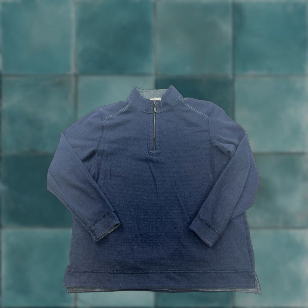 Tommy Bahama Tommy Bahama Sweater Mens XL Blue 1/4 Zip Reversible KnIT Mock Neck Solid Pullover Classic Preppy Boys Mens Size US XL / EU 56 / 4 - 1 Thumbnail