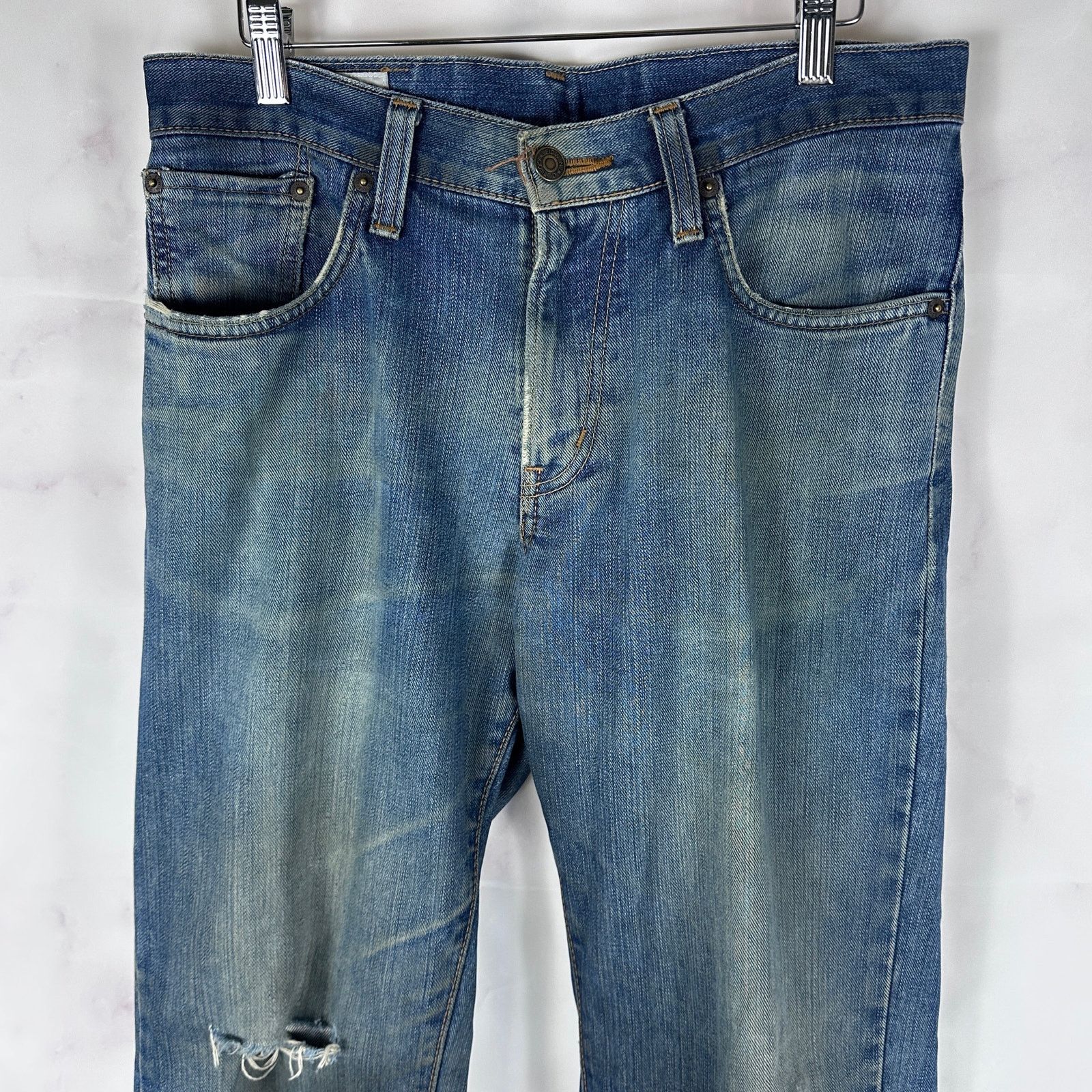 Edwin Distressed Straight 404 Denim Size US 32 / EU 48 - 2 Thumbnail