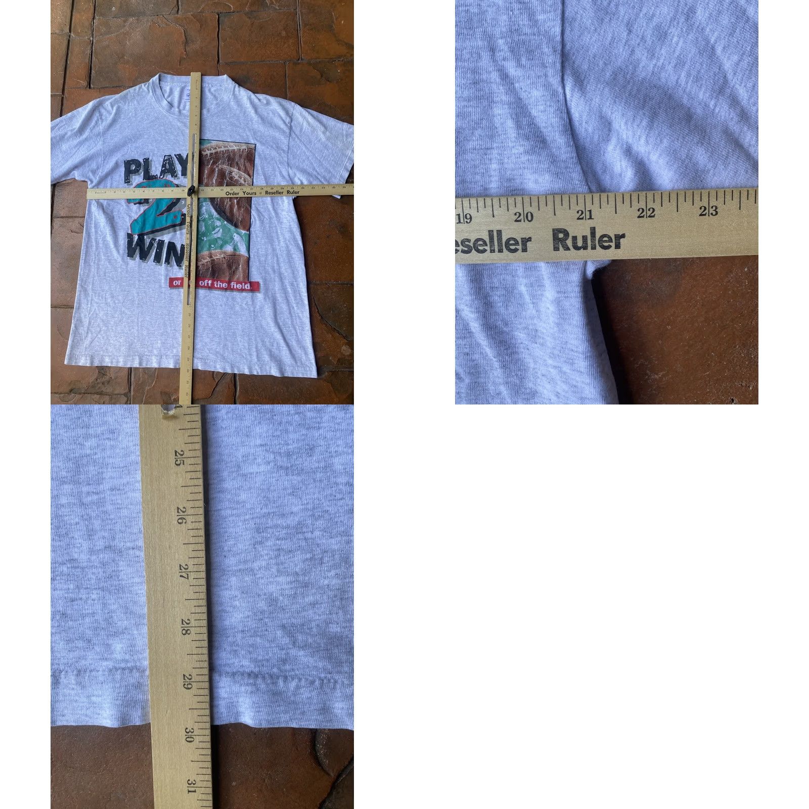 Vintage VINTAGE College Ware Football T-Shirt XL Gray Crew Neck Short Sleeve 90s Sports Soccer Logo Graphic Print Mens Size US XL / EU 56 / 4 - 8 Thumbnail
