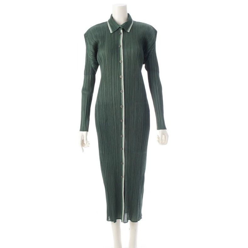 Issey Miyake Issey Miyake Green pleated dress Size XL / US 12-14 / IT 48-50 - 1 Thumbnail