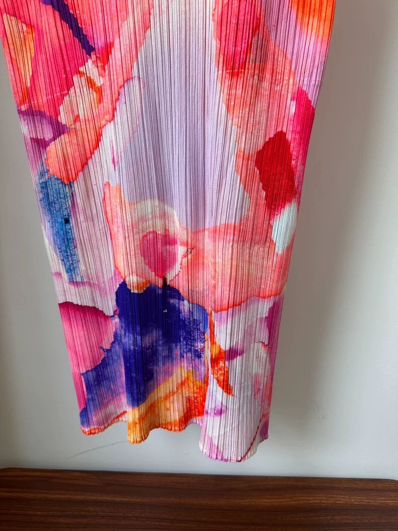 Issey Miyake Issey Miyake size:2 Pink floral pleated sleeveless dress Size XS / US 0-2 / IT 36-38 - 4 Thumbnail