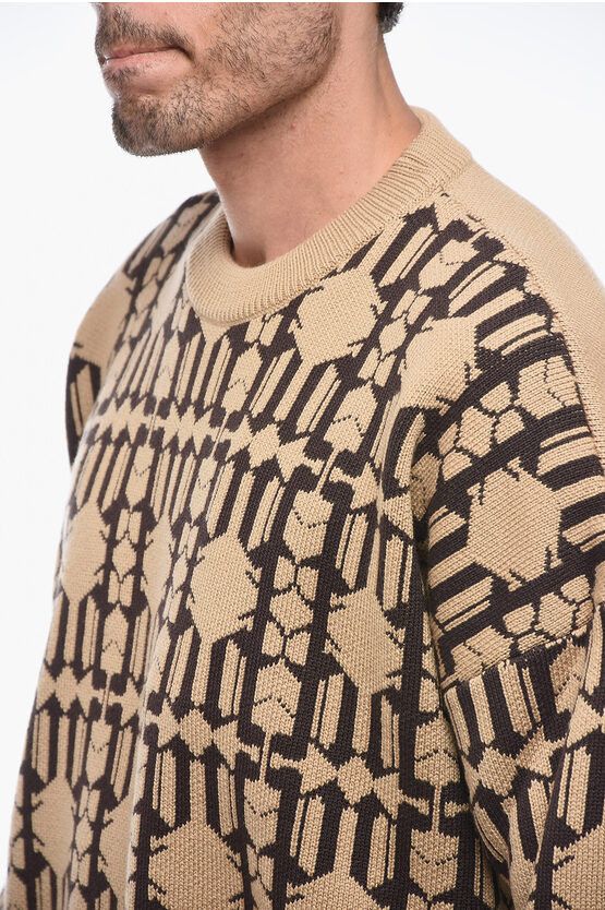 Palm Angels o1y0325 Crewneck Sweater in Beige/Dark Brown Size US M / EU 48-50 / 2 - 2 Thumbnail
