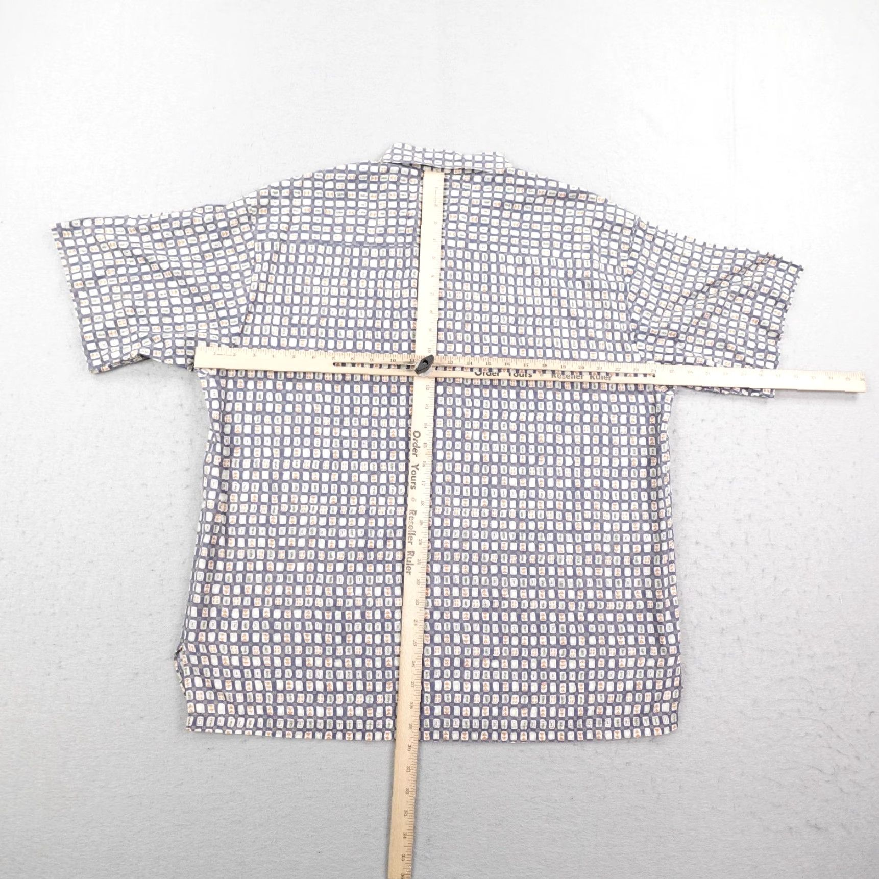 Tori Richard Tori Richard Shirt Mens Large Button-Up Geometric Hawaiian Aloha Beach Camp Short Sleeve Blue Beige Size US L / EU 52-54 / 3 - 5 Thumbnail