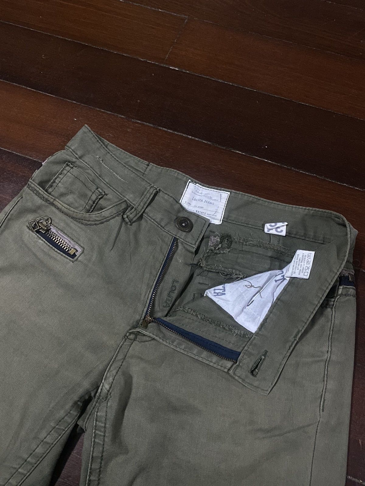 If Six Was Nine × Japanese Brand FIRE LOLITA JEANS ZIPPER OLIVE Size US 35 - 8 Thumbnail