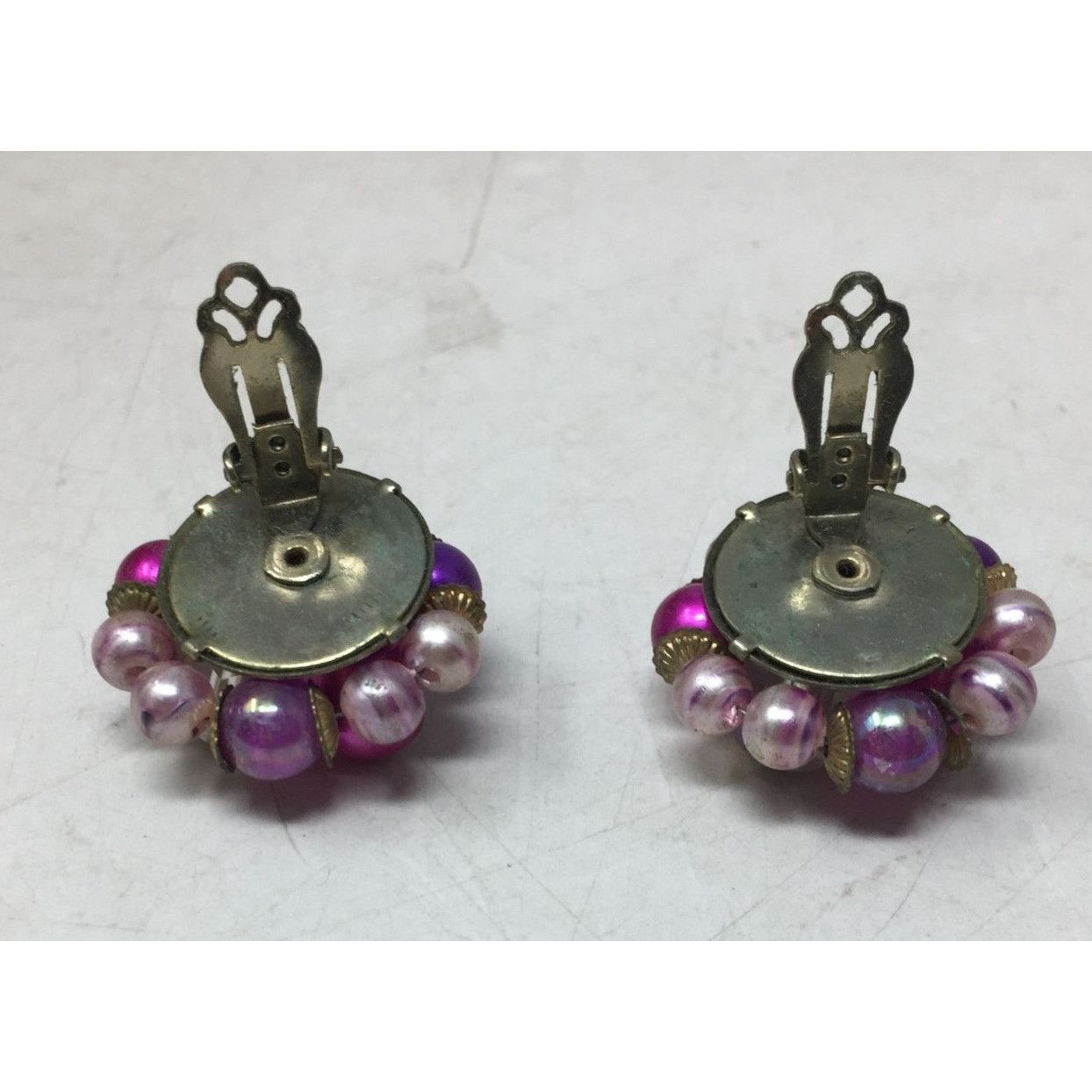 Other Women's Vintage Round Purple, Pink and Gold Tone Beaded Clus Size ONE SIZE - 4 Thumbnail