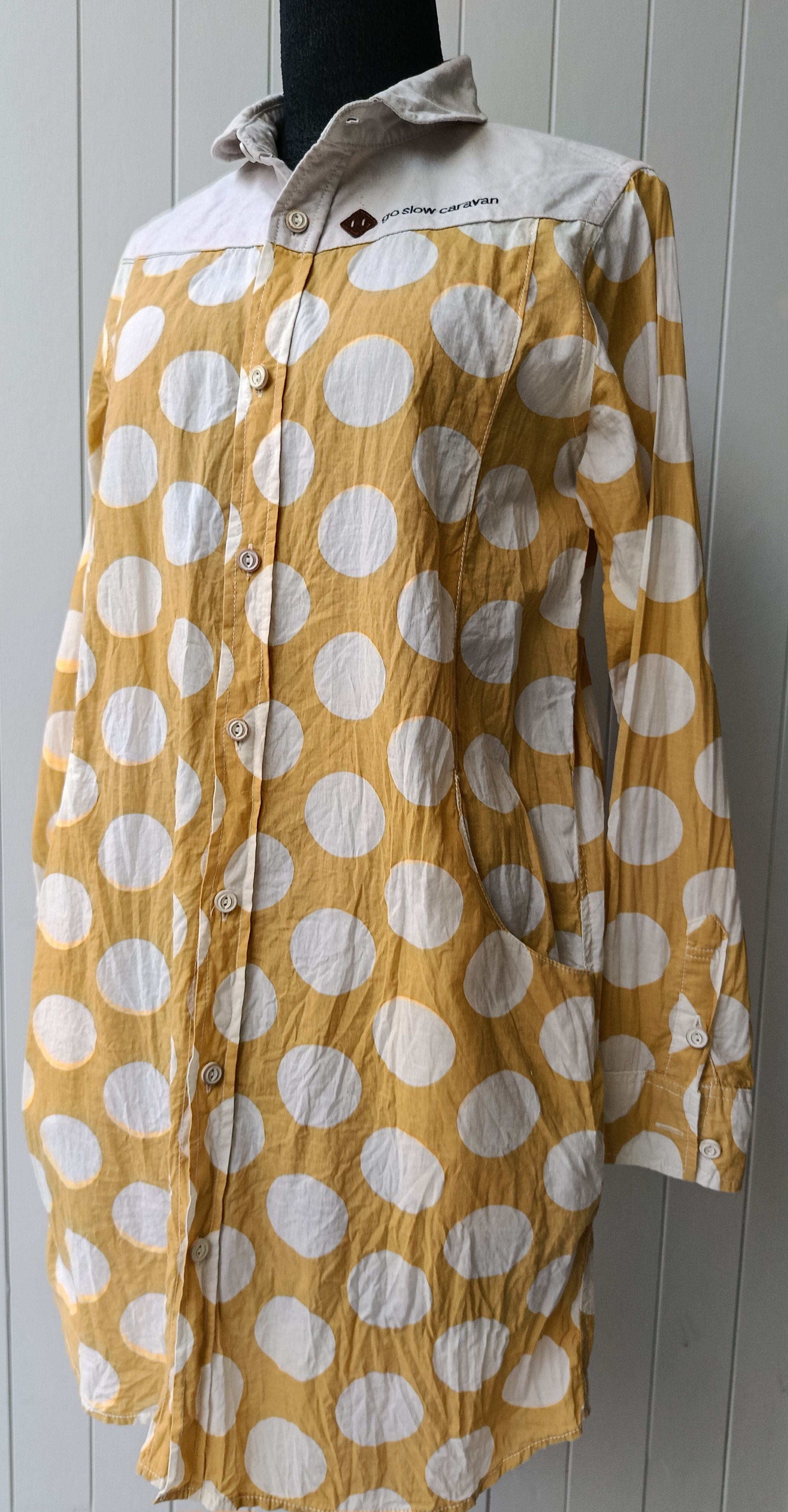 go slow caravan Go Slow Caravan 1 comfortable yellow circles dress shirt Size S / US 4 / IT 40 - 4 Thumbnail