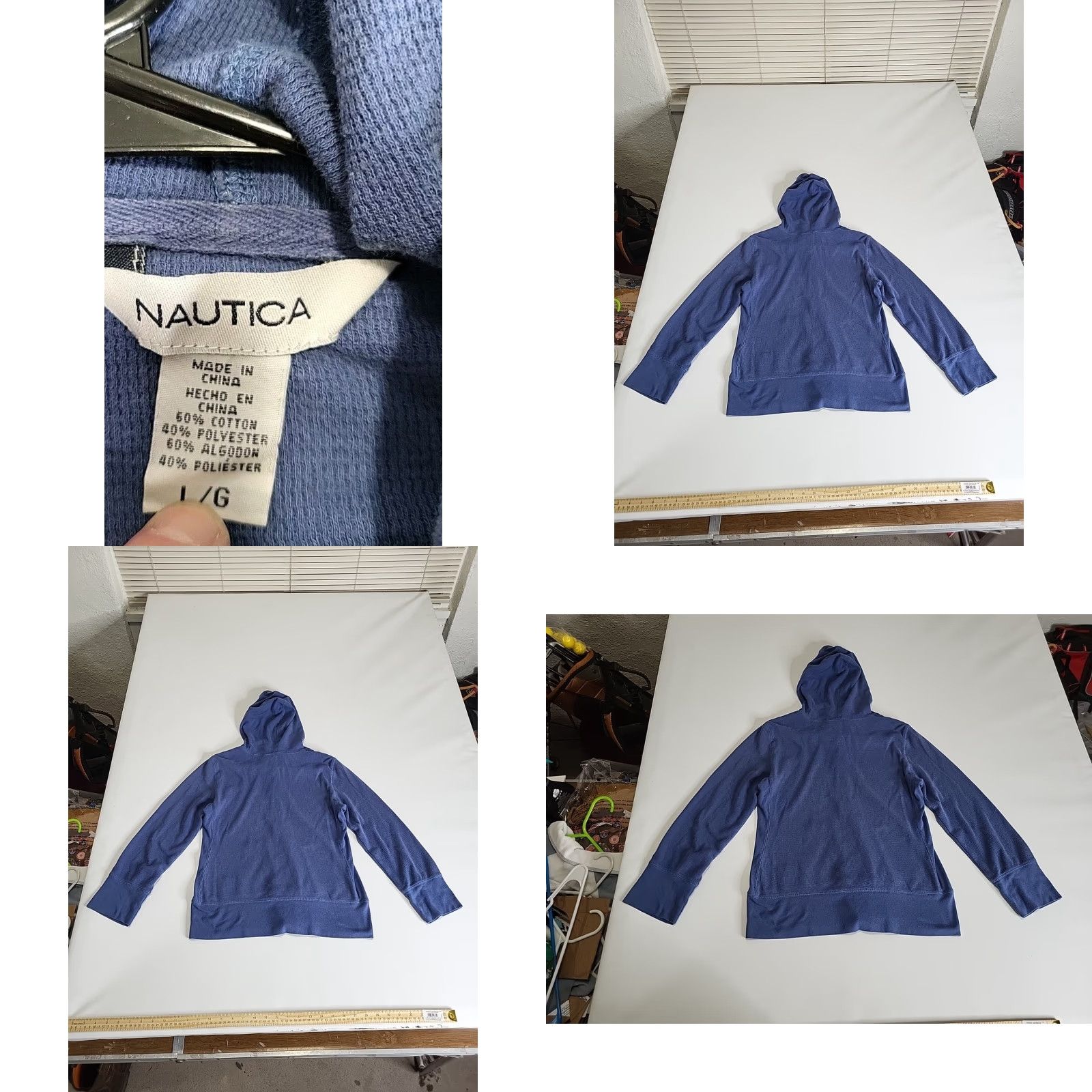 Nautica Nautica Sweater Hooded Cardigan Women L Blue 60/40 Button Pockets Nautical Sailor Girl Reg LG XS? Size L / US 10 / IT 46 - 9 Thumbnail