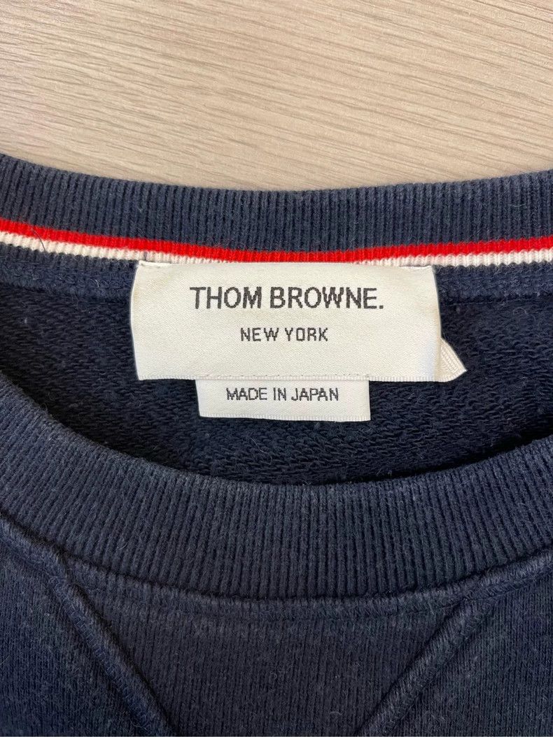 Thom Browne Thom browne Dark blue four-striped round-neck sweatshirt 25 Size US S / EU 44-46 / 1 - 6 Thumbnail