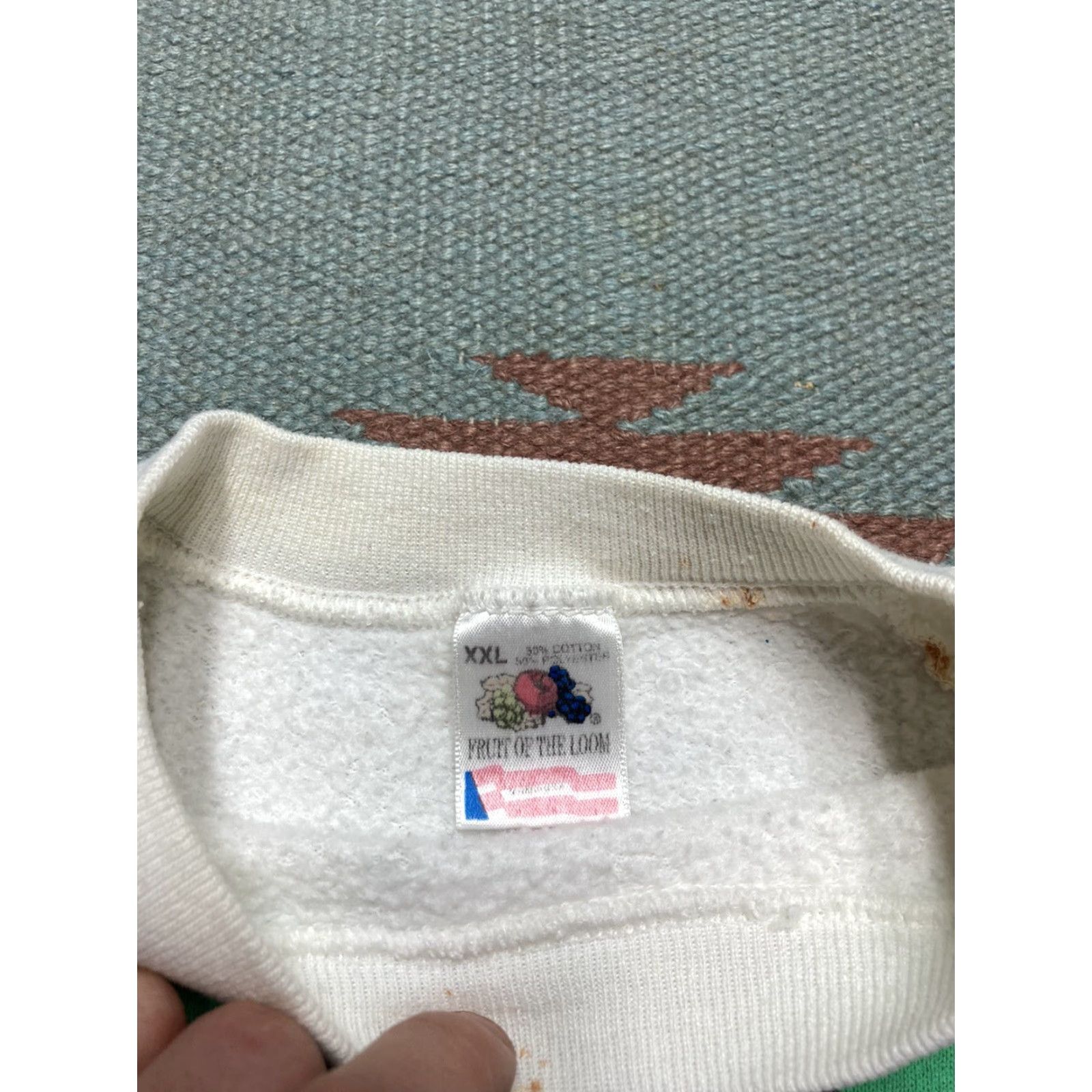 Vintage VINTAGE 90s Sweatshirt Crewneck Busy Cat Mouse Stressed Out Approach With Caution XL White Mens Pullover Size US XL / EU 56 / 4 - 7 Thumbnail