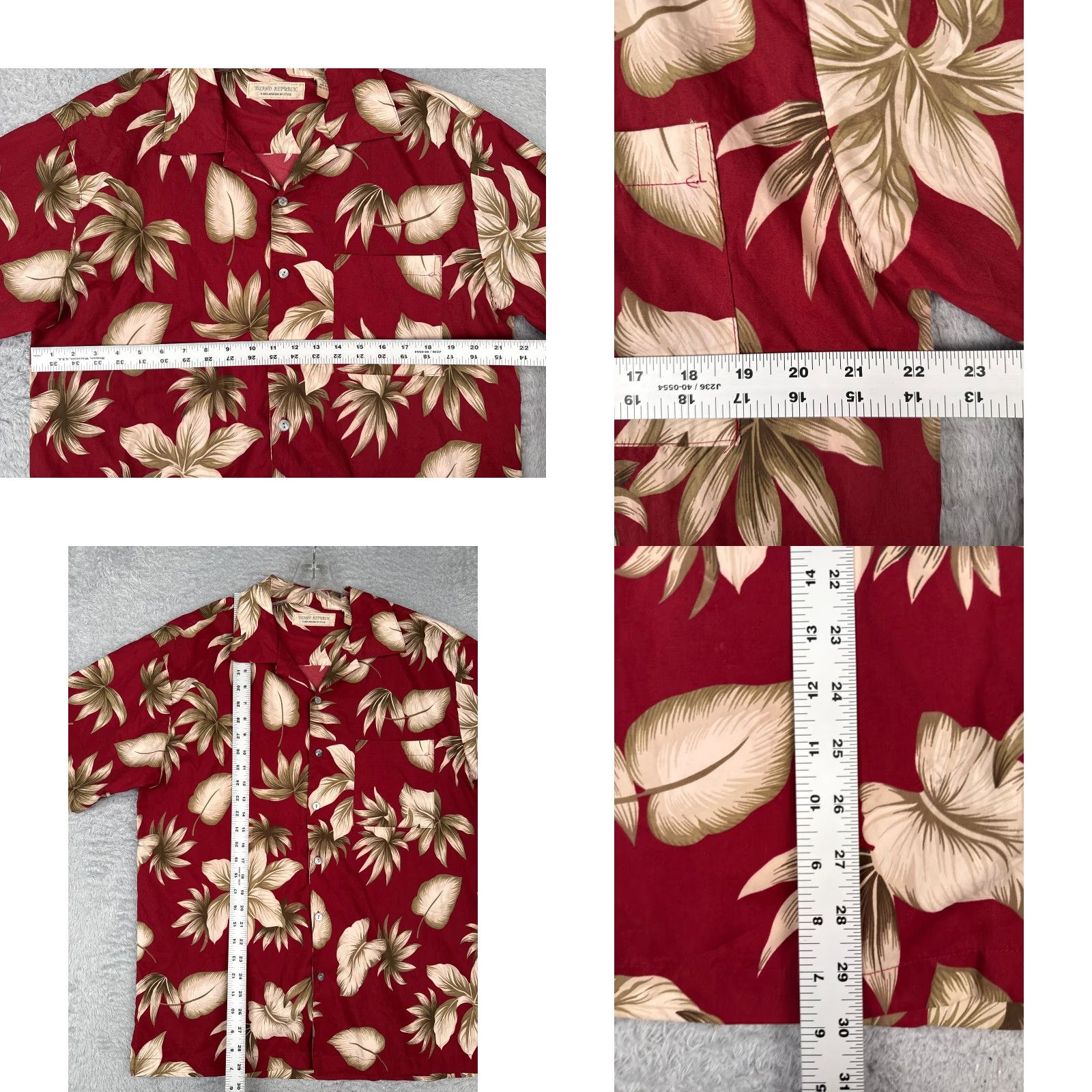 Vintage Island Republic Shirt Men Large Red Floral Poly Blend Button Up Hawaiian Pocket Size US L / EU 52-54 / 3 - 8 Thumbnail