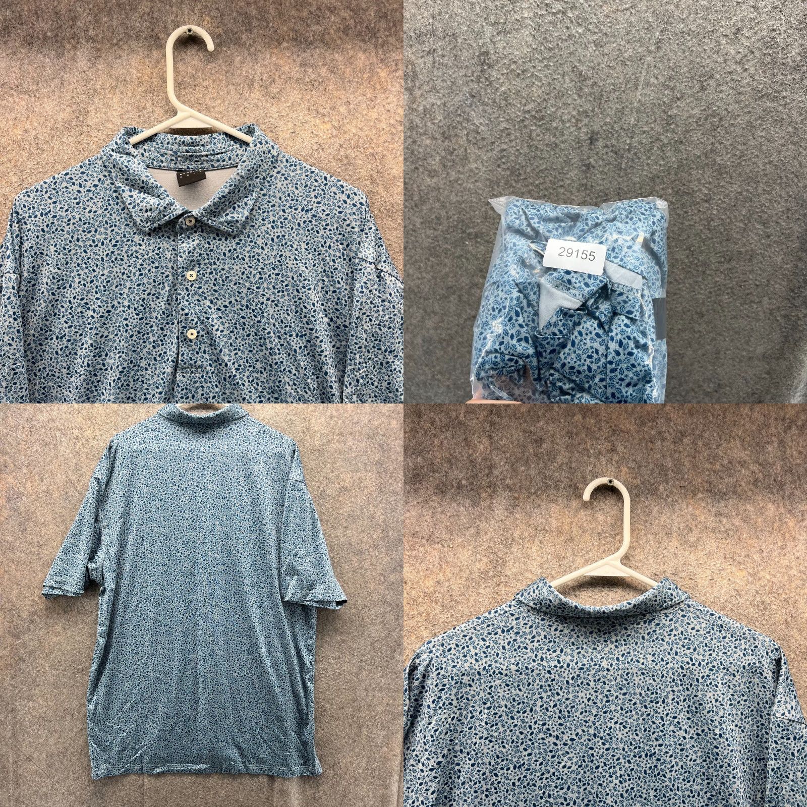 Vintage Dunning Polo Shirt Men 2XL Blue Floral Golf Performance AOP Leafs Polo Shirt 2XL Blue Floral Golf Size US XXL / EU 58 / 5 - 8 Thumbnail