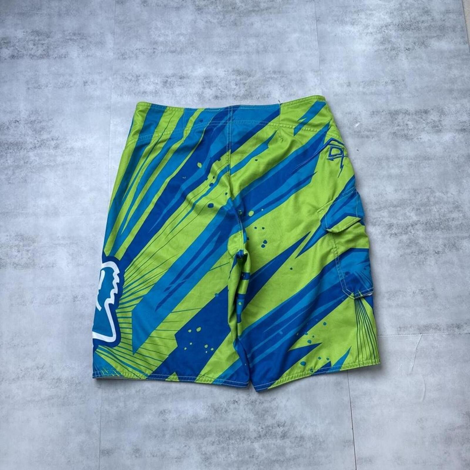 Fox Racing Y2K Fox Racing blue & green surf board 00s shorts Size US 33 - 2 Thumbnail