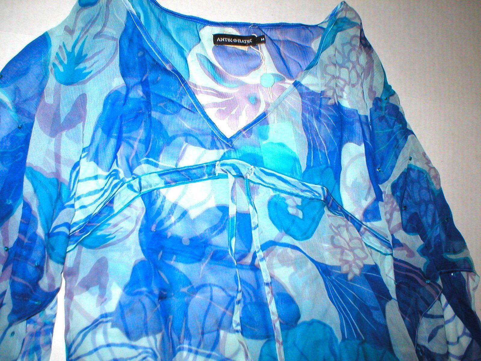 Antik Batik Silk Tunic Top Women Antik Batik M Blue Purple Swim Cover Up Size M / US 6-8 / IT 42-44 - 5 Thumbnail
