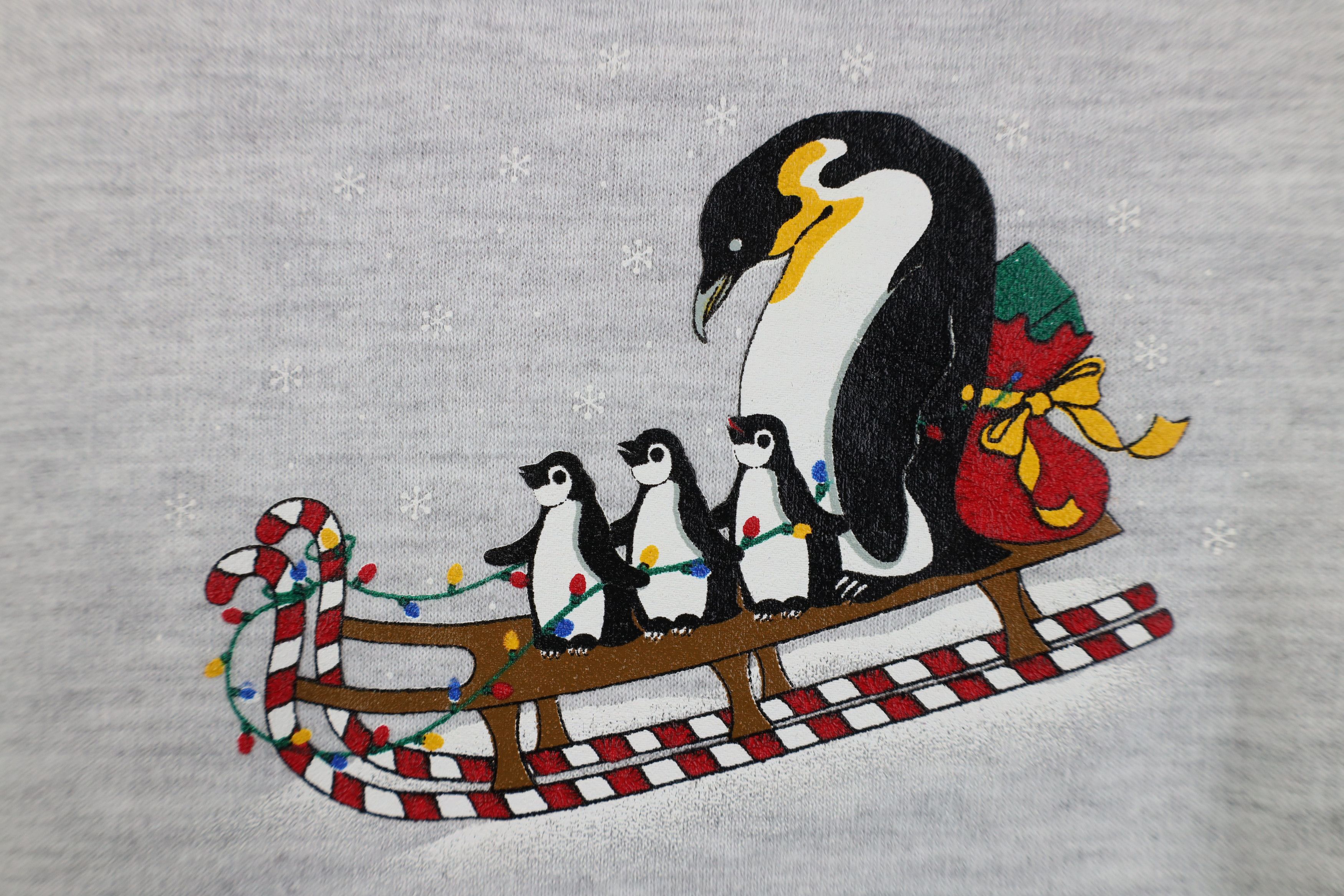 Vintage Vintage 90s Streetwear Christmas Penguin Mock Sweatshirt Size XL / US 12-14 / IT 48-50 - 10 Thumbnail