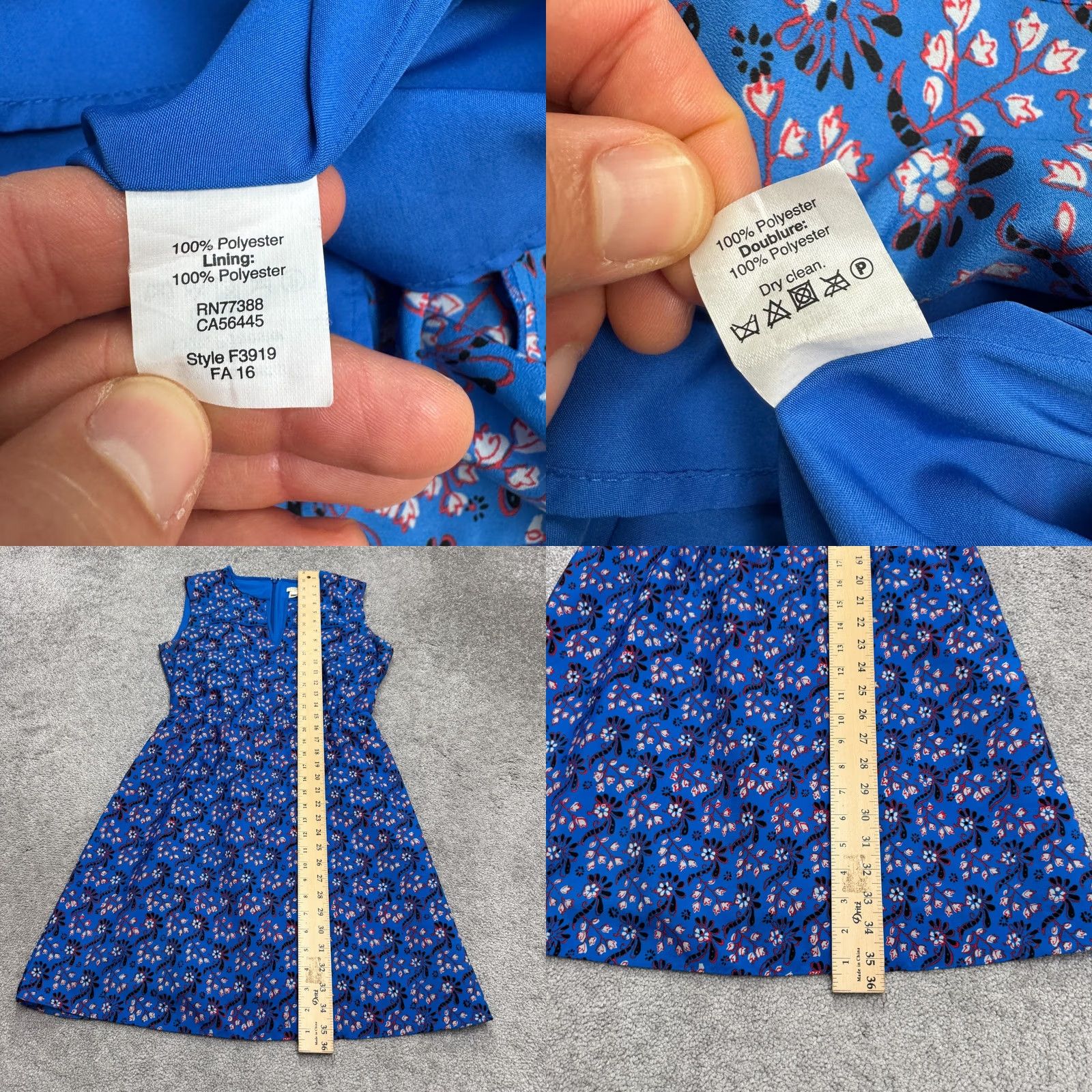 J.Crew J.Crew Poppy Floral V-Neck Sleeveless A-Line Dress Womens 4 Blue Knee Length Dress Size S / US 4 / IT 40 - 8 Thumbnail