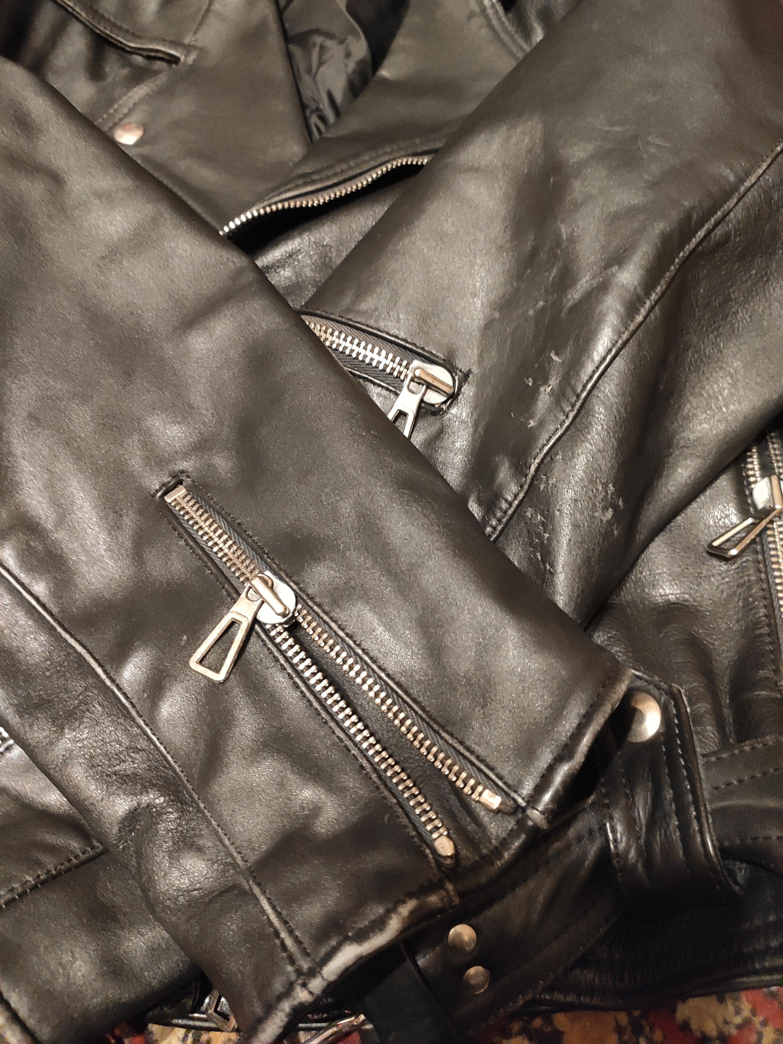 Genuine Leather × Japanese Brand Leather vintage Ramones/biker motorcycle jacket black s/m Size US S / EU 44-46 / 1 - 4 Thumbnail