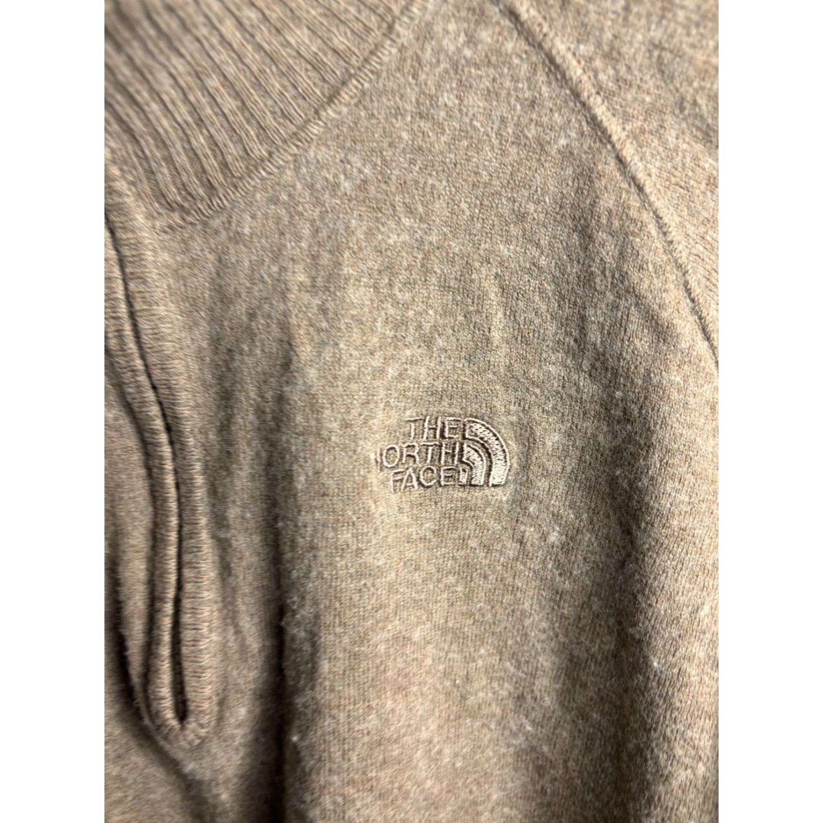 The North Face The North Face Sweater Mens XL Beige 1/4 Zip Mock Neck Pullover Logo Knit Wool Sweater Size US XL / EU 56 / 4 - 3 Thumbnail