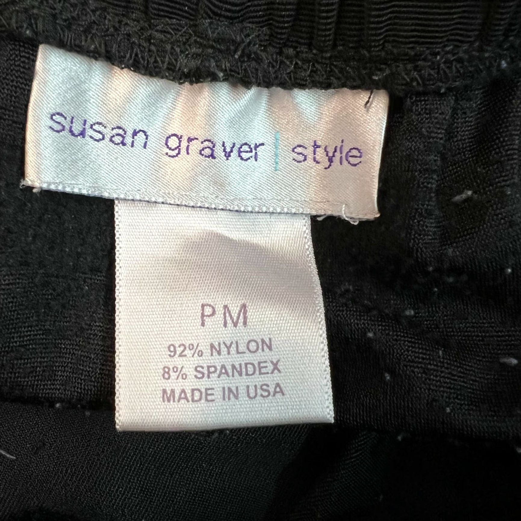 Vintage Susan Graver Women Pant Black Flat Front Straight Leg Elastic Waist PM Dress Pant Size 32" / US 10 / IT 46 - 5 Thumbnail