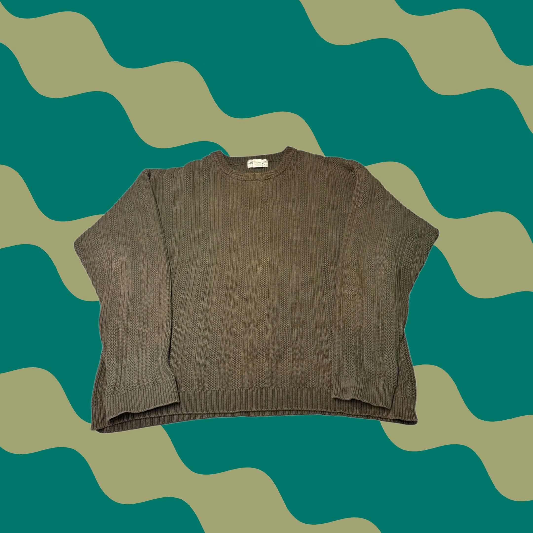 Eddie Bauer VINTAGE Eddie Bauer Mens 2XLT Olive Green Ribbed Knit Crewneck Sweater Size US XXL / EU 58 / 5 - 1 Thumbnail