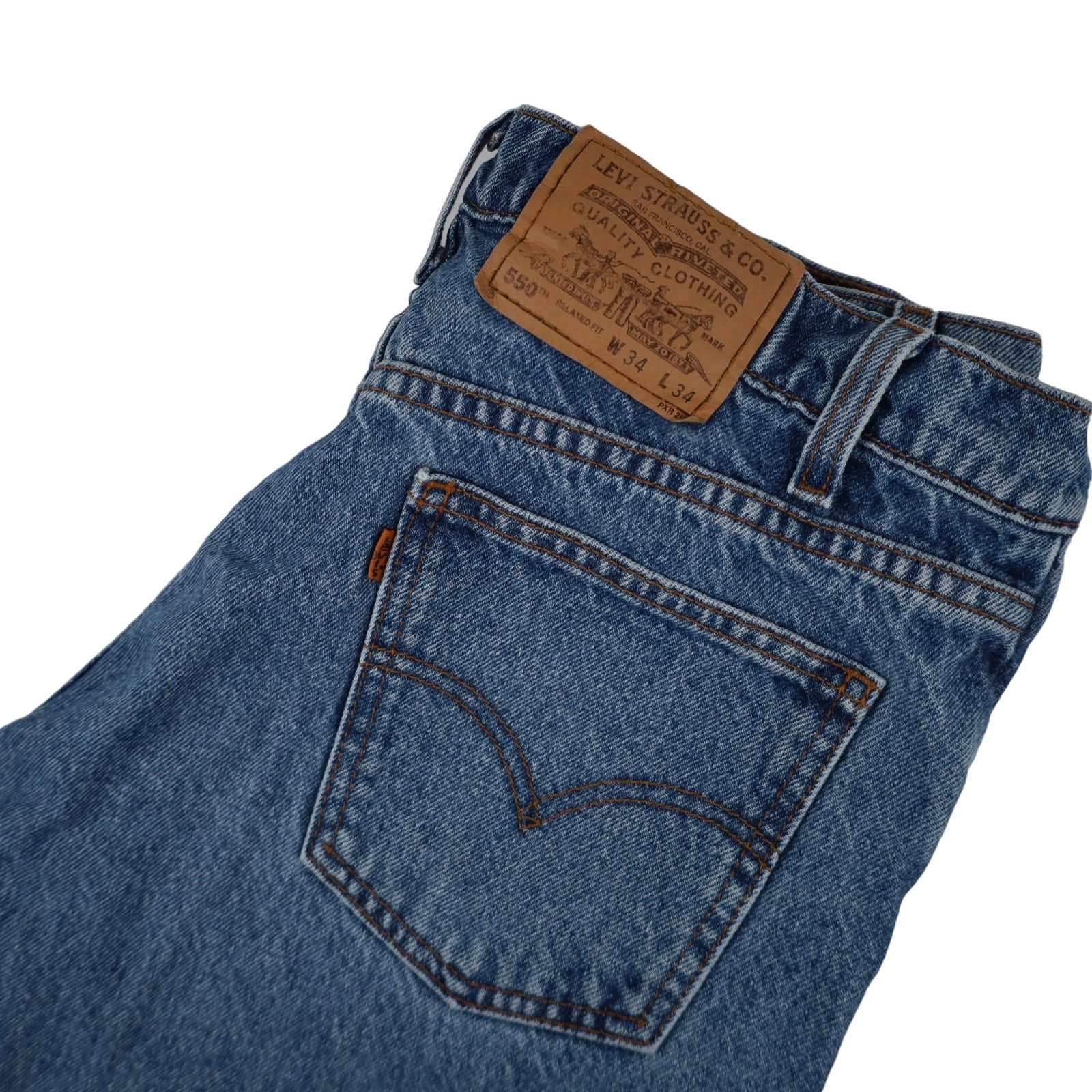 Levi's × Vintage Vintage Levis 550 Orange Tab Relaxed Denim Jeans Size US 34 / EU 50 - 10 Thumbnail